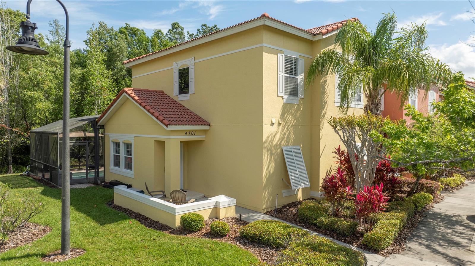 Renovated and fully furnished corner-unit townhome in the desirable Terra Verde Resort—just 8 miles from Disney! This beautifully decorated 4-bedroom, 3-bathroom property offers the perfect blend of comfort, style, and convenience—ideal as a vacation retreat or short-term rental investment. Enjoy an open-concept layout with a cozy living area and a modern kitchen with stainless steel appliances—perfect for relaxing or entertaining. Step outside to a private screened-in pool with a barbecue area, ideal for enjoying Florida’s sunny weather with family and friends. Located directly across from the clubhouse, this home offers immediate access to Terra Verde Resort's top-tier amenities, including a sand volleyball court, fitness center, resort-style pool with a bar, and more. Located near a Walmart Supercenter, restaurants, shops, and all the major Orlando attractions—including Disney, just minutes away! Schedule your showing today!