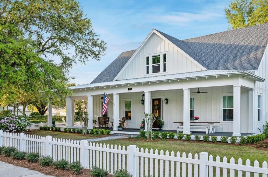 Step into a life of refined Southern charm and modern luxury at 15201 E Oakland Ave, nestled in the coveted Oakland Park community of Winter Garden. This custom Modern Farmhouse sits on a .44-acre fully fenced lot, anchored by two majestic oak trees, offering 4,507 square feet of thoughtfully designed living space that blends timeless elegance with today’s comforts.

Enter through the wraparound front porch and feel instantly at home. Inside, the layout is both grand and inviting, featuring a rear-entry garage and a full guest apartment, perfect for extended family or visiting friends.

Outdoors, luxury meets leisure: a sparkling open-air pool, spa, and cold plunge await, complemented by a fire pit, turf, and multiple porches—including a side porch and screened back porch. Sit back in your rocking chair and wind down your day, soaking in the serenity of your private oasis.

Located in Winter Garden’s golf cart district, you're mere minutes from Plant Street Market, Crooked Can Brewery, award-winning farmers market, and the charming shops and restaurants of downtown Winter Garden. For outdoor enthusiasts, the West Orange Trail is literally in your backyard.

Beyond its stunning design and location, this home resides in Oakland Park, an award-winning green-certified community, combining sustainable living with style and comfort.

Experience a home where modern farmhouse elegance meets Florida outdoor living—a place where every day feels like a getaway.