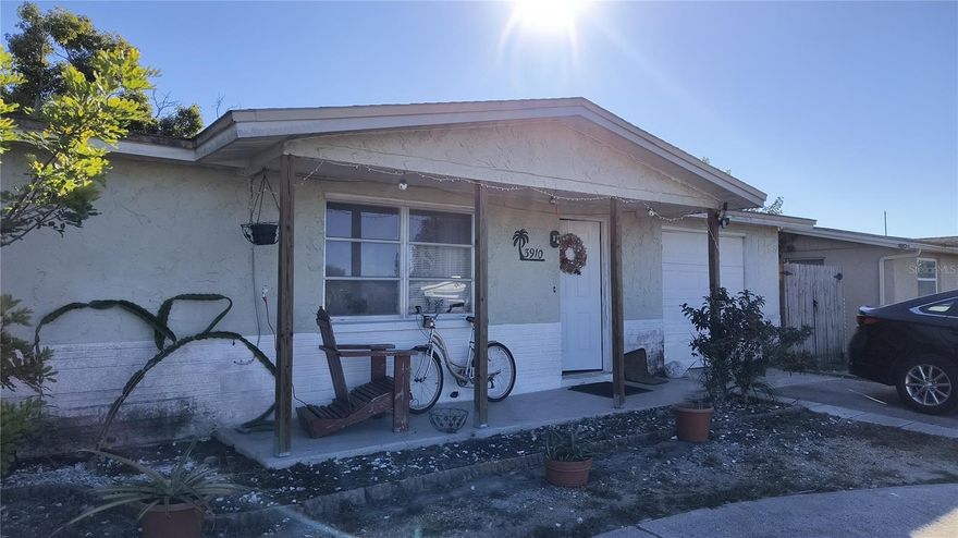 This 2-bedroom,2 bath home is block construction, has a circular driveway and a garage converted to bedroom.  Newer septic field. Nice back yard for entertaining.  Being sold "as is". Needs some tlc ,priced to sell. No flood insurance required. Close to shopping and beaches