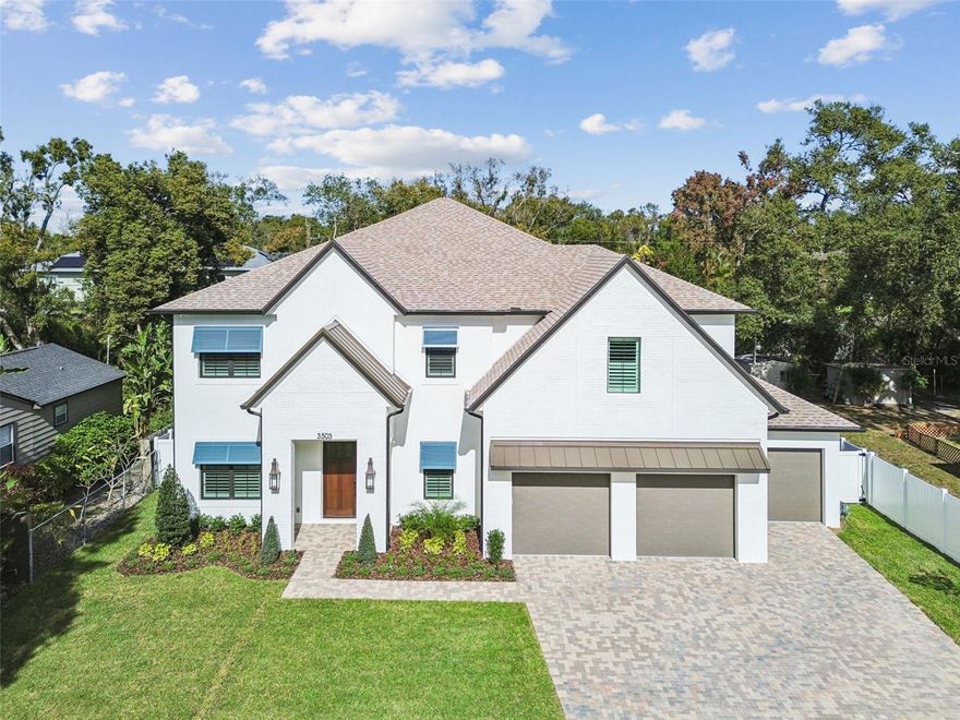 Momentum Homes presents the Magnolia, a masterfully crafted 5-bedroom, 4.5 bathroom pool home with a media room, plus study, all with designer-selected finishes. Centrally-located in the heart of South Tampa on a nearly quarter-of-an-acre lot, this property is sure to check all of your boxes. Step inside this luxury home to French Oak wood floors, crown molding, level 4 smooth drywall, and 10-ft ceilings throughout. The kitchen is the heart of the home and features Thermador appliances, a 48-inch gas cooktop, and custom shaker cabinets with quartz countertops, seamlessly connecting to the butler’s pantry equipped with a wine fridge. Adjacent to the kitchen is the dining area surrounded by picture windows filling the space with natural light. All of this opens to a grand living room great for entertaining or enjoying a quiet evening in front of the 60-inch gas fireplace. The first floor includes an en suite bedroom perfect for guests, plus an office, and powder bath. Head upstairs and unwind in the media room, which includes a snack bar and beverage center. The generously-sized primary suite features a large walk-in closet, and stylishly-appointed bathroom with a walk-in shower, free-standing tub, and private water closet. There are three additional bedrooms, two more full bathrooms, and the laundry room on the second floor. Outdoors the property is secured with vinyl fencing for privacy while you enjoy the heated pool and spa surrounded by natural stone and a fully-equipped outdoor kitchen. Along with ample living space and beautiful appointments, you will find a sense of peace within this two-story block construction home built high and dry with an engineered truss system and hurricane strapping, all Impact-rated windows, and located in Flood Zone X. The property is zoned for A-rated Roosevelt-Coleman-Plant. Schedule a showing today and be home for the holidays!