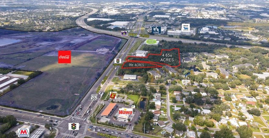 Under contract-accepting backup offers. 4.65± & .99± acre sites available for sale and being sold together as a 5.64 acre parcel zoned for commercial right on US 301 and close to the Selmon Expressway in Tampa, FL. It is also across from the future Coca-Cola headquarters with a traffic signal in-front of the property.