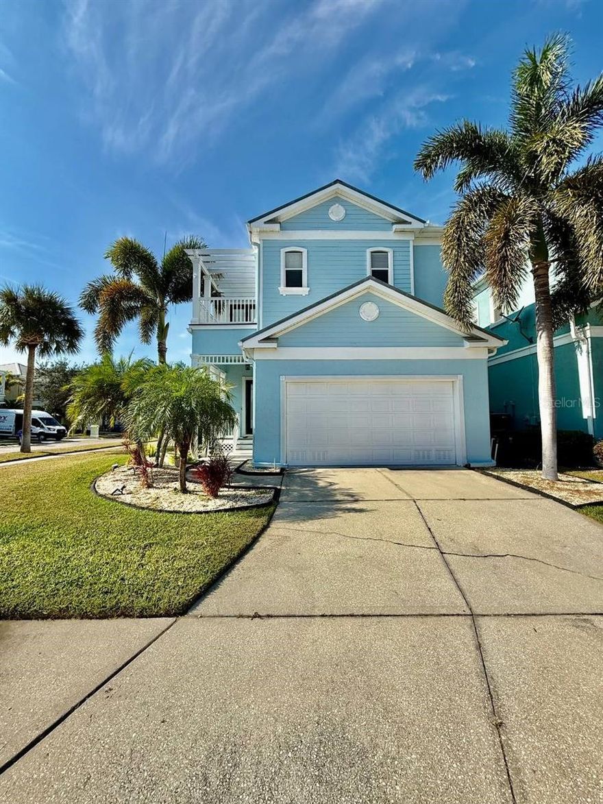 Experience coastal living at its finest in this stunning two-story Key Weststyle home nestled in the desirable waterfront community of Apollo Beach. Step inside to find a bright, open layout featuring oak wood floors throughout the living and dining room combination and office. Elegant touches include a coffered ceiling in the dining area, 5" crown molding, 10' ceilings, and 8' doors. Double sliders lead to a spacious deck and backyard, creating a seamless indoor-outdoor flow perfect for entertaining. The well-appointed kitchen boasts 42" cabinetry, granite countertops, and generous workspace. A den and half bath on the first floor add valuable flexibility for work or relaxation. Upstairs, you'll find three large bedrooms, three bathrooms, and a convenient laundry area. The luxurious master suite features a custom California Closet system with extensive shelving and opens to its own private balcony. The master bath offers a serene escape with a garden tub, separate shower, and his-and-her vanities. The second and third bedrooms share an additional balcony, each with new French doors. This home is ideally located just minutes from top-rated schools, daycare centers, restaurants, racquet and fitness clubs, the Manatee Viewing Center, marinas, and the Apollo Beach Nature Preserve. With quick access to I-75, St. Josephs Hospital South, shopping malls, theaters, sporting events, and Downtown Tampa, this property blends luxury, lifestyle, and convenience in one exceptional package. In addition to the advertised base rent, all residents are enrolled in the Resident Benefits Package (RBP) for $50.00/month which includes HVAC air filter delivery, credit building to help boost your credit score with timely rent payments, utility concierge service making utility connection a breeze during your move-in, and much more! More details upon application. Home is equipped with water softener; tenant will need to supply salt.  Tenant is required to have renters insurance. Pets welcome, max 2, 50 lbs, no aggressive breeds. Vacant and Available now.