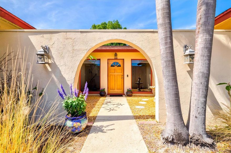 Welcome to this charming 2-bedroom, 2-bathroom retreat in the heart of Gulf Gate, where classic character meets an unbeatable Sarasota location! From the moment you arrive, the unique courtyard-style entryway creates a private and welcoming atmosphere that immediately feels like home. This residence is filled with architectural personality, featuring a stunning tray ceiling in the kitchen and beautiful wood accents on the ceilings in the living and dining areas, adding warmth and texture to the heart of the home.

While the interior offers a clean slate for your personal modern touches, the layout provides an exceptional foundation for your vision. Step through the sliding doors to discover your private outdoor oasis, featuring a fully screened-in pool and integrated spa. This expansive lanai area is perfect for year-round relaxation or quiet afternoons enjoying the Florida breeze in complete privacy.

The location of this property simply cannot be beat. Situated in an established neighborhood known for its convenience and community feel, you are just moments from Gulf Gate Elementary School and the Gulf Gate Library. Residents here love being a few minutes away from the vibrant Gulf Gate Village, which is famous for its eclectic mix of boutique shops, international delis, and locally-owned restaurants. Even better, the world-renowned sugar-white sands and crystal-clear waters of Siesta Key Beach are merely minutes away. Whether you are looking for a primary residence or a seasonal getaway, this home represents an incredible opportunity to plant roots in one of Sarasota's most beloved and convenient communities.