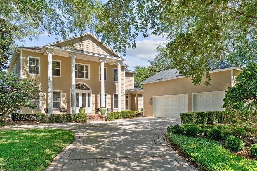 Classic elegance defined in this stately Keene’s Pointe residence, set along the 17th Fairway of the renowned Jack Nicklaus Signature Golf Course. An impressive grand foyer with warm hardwood flooring greets guests to a traditional-style home with office and formal plus family living spaces on the first floor, along with a guest suite. The primary bedroom and two other secondary bedrooms are upstairs, offering an elevated view of the golf course. A balcony spans the second floor of the home. All bedrooms feature new carpet and fresh interior paint and LED lighting. The updated kitchen features striking white cabinetry, stainless WOLF double ovens and gas cooktop with hood, Sub Zero built-in refrigerator, dishwasher, and two fridge drawers. A butler’s pantry off the dining room is perfectly suited with a beverage fridge and Miele espresso coffee bar. A covered back patio and summer kitchen is the ideal complement to the refreshing pool and paver patio, for outdoor entertaining. Roof replaced in 2023. New HVAC for the upstairs in 2024. Residents of Keene’s Pointe enjoy a sought-after country club lifestyle, with optional membership to the Golden Bear Club offering championship golf, tennis, dining, and a vibrant social calendar—making this one of Central Florida’s most desirable places to call home.