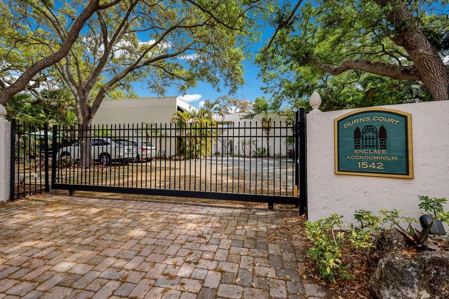 Great Value in Burns Court! Come enjoy this beautiful private home nestled in the downtown Historic Burns Court. Walking distance to all of the amenities Burns Court has to offer in addition to a short walk to Downtown and Sarasota Bay. The owner has freshened up with paint throughout and new carpet. The beautiful kitchen has Granite countertops, maple cabinets, and Stainless steel appliances. Bamboo wood flooring through the main areas with Private laundry being an additional bonus. This gated community of only 6 units is a rare find in Downtown Sarasota and won't last long at this competitive price.