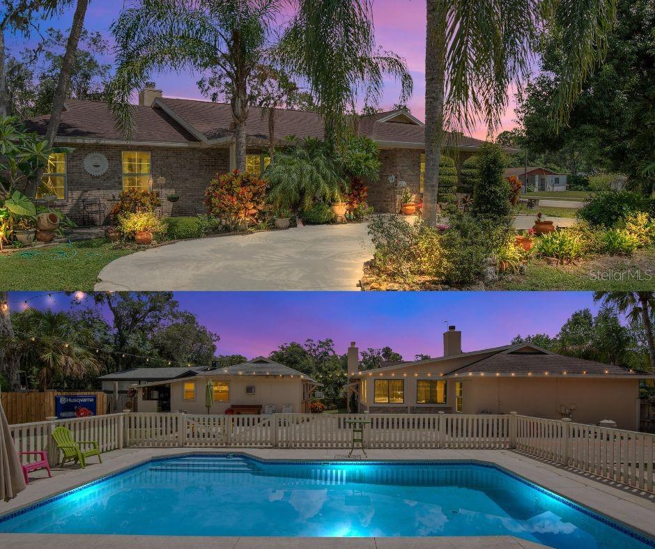 THIS is the one you've been waiting for!!! Get ready to fall in love with this beautiful, spacious brick POOL home in the heart of Orange City- designed for making memories and living the ultimate Florida lifestyle. Perfect for a large family, this unique property also features a detached in-law suite complete with its own bedroom, living area, kitchenette, and bathroom - making it ideal for extended family, guests, or even a private home office.
Sitting proudly on an oversized corner lot of more than half an acre, this property is wrapped in lush, mature Florida landscaping. Out back, you’ll find your own resort-style retreat - an oversized inground pool set apart from the home and safely enclosed with white picket fencing. Kids (and kids at heart) will adore the custom wood playhouse and overlook, perfect for stargazing or hosting magical “camping” nights right in the backyard.
The huge enclosed Florida room is an entertainer’s dream - perfect for parties, holiday gatherings, and weekend get-togethers, or easily converted into a massive 5th bedroom if needed. Inside, a split-bedroom floor plan offers space for everyone. Two cozy fireplaces - one in the living room and one in the kitchen - bring warmth and charm. The chef’s kitchen is the star of the home, with gorgeous beveled granite countertops, stainless steel appliances, a GAS stove, and plenty of room to create culinary masterpieces. Wood laminate and tile flooring run throughout, making the home as practical as it is beautiful.
All of this is tucked into the vibrant community of Orange City, where you’ll enjoy a small-town feel with big conveniences - minutes from shopping, plenty of dining options, A-rated University High School, Blue Spring State Park, and just a short drive to the beaches or Orlando.
This is the kind of home that rarely becomes available - usually only when all the birds have flown the nest & it’s time for a new family to make it their own. Schedule your showing today to make it yours & start your next chapter living the ultimate Florida dream lifestyle.