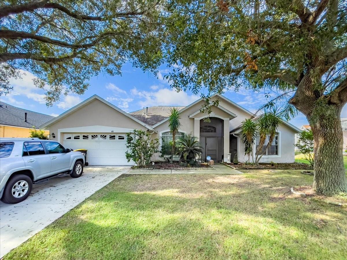 Great 3 bedrooms, 2 baths, home in a corner lot with ample lawn space. The house also has a den that can be used as an office or a 4th bedroom. Amazing salt water pool and spa with bathroom access to the pool area. The pool has extra jets on the left side of the pool; when you turn it on, you can swim against the current, and the intensity can be controlled. It is perfect for exercising in the comfort of your home. Perfect home to entertain with an open floor layout and split bedrooms. Separate dining room plus a separate dinette area that could be turned into an office space or reading area. No carpets anywhere! In the most desired zip code in Davenport with quick access to shops, restaurants, and more. Just 3 miles to I-4 and Hwy 192. Great location for the avid traveler. The community offers great amenities as well, such as a tennis court, Sand volleyball court, playground, Gazebo, community pool, and many more. The roof was replaced in 2016. The driveway was resurfaced a few years ago and the A/C unit was replaced as well. You must see this house today!