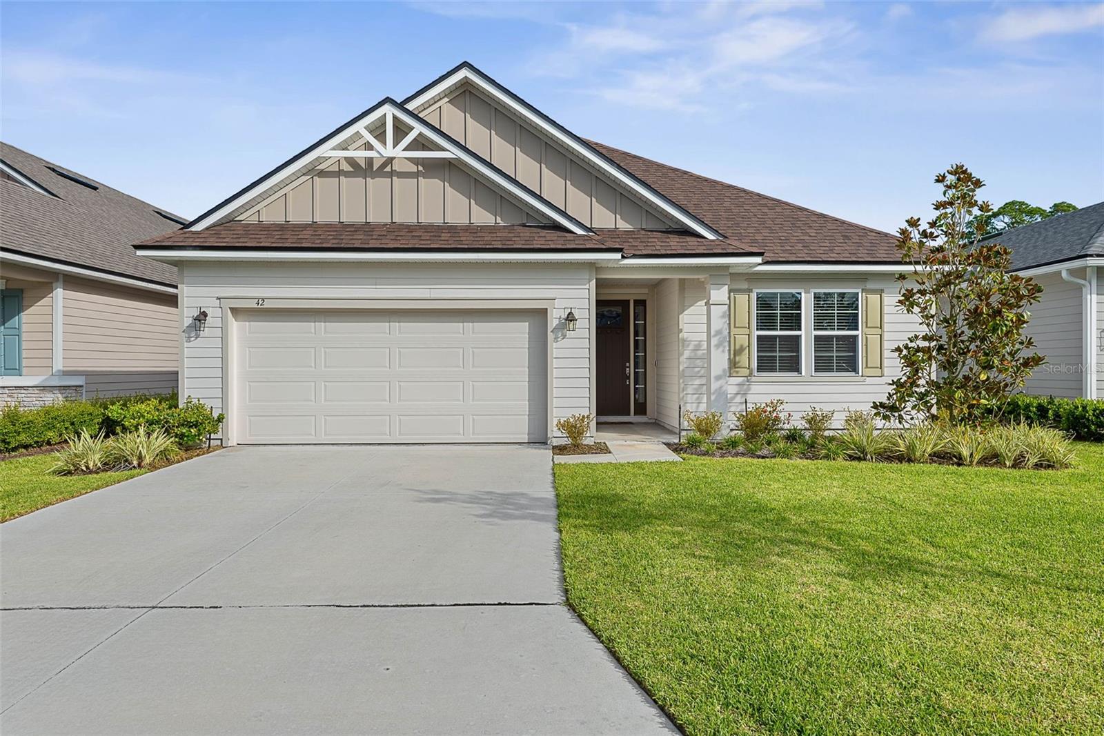 Welcome to 42 Moana Court S, a spacious and well designed 3 bedroom, 3 bath home located in the desirable Palm Harbor area of Palm Coast. This home features an open concept layout with a bright kitchen, large living and dining areas, and two flexible bonus rooms perfect for an office, playroom, home gym, or guest space. The primary suite includes a walk-in closet and a private bath with dual sinks. Enjoy outdoor living with a covered patio and a fully usable backyard. Just minutes from the beach, local parks, and shopping, this home offers the perfect blend of comfort, convenience, and coastal living. This must see property also has a fully fenced backyard!