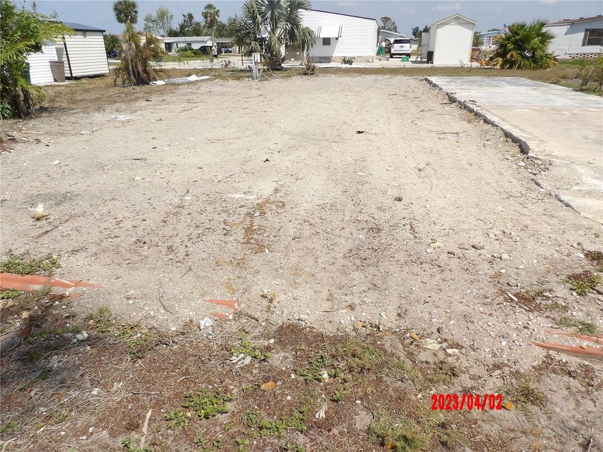 PRICE REDUCTION!!!
How about being less than 4 miles from the Beautiful Gulf of Mexico Beaches? If you enjoy boating or fishing Englewood is for you
This Lot once had a Manufactured home on it, until Hurricane Ian got the best of it.  
The Lot has been cleared and the water hook-ups are still there and owner is paying the monthly water bill stilll
You are saving on the Englewood Water District by not paying the $14,900 IMPACT fee.
The Lot is on a nice street and actually between 2 homes.
Average size lot where you own your land by fee simple is about 65' X 110'.
Pets are allowed, but read The Deed Restrictions for details.  Golf Carts are welcome and are a part of life for some in this Community.
Membership to The Edgewater Clubhouse transfers to new owner's.
There is a swimming pool, shuffleboard, Tennis and many other outdoor activities.  The Clubhouse is active with Dances, Themed get
togethers, card groups and more fun if you chose to partake.  The usual yearly fee is $250.  There is a break in yearly dues if you 
have vacant land so I was just told.
Lemon Bay Isles has no month Maintenance fees.
Come look at this lot and this Community and why not put a great new home on it or keep as an investment for a later time.

Selling As-Is
Owner's are to be held harmless with no Liability when on property.