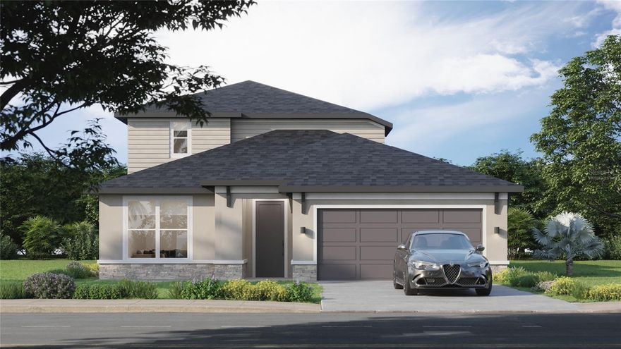 One or more photo(s) has been virtually staged. Pre-Construction. To be built. Ask about Builder incentive of up to $10,000 flex cash.  Welcome to Sawmill Branch, a thoughtfully designed resort style community where modern living meets timeless comfort. Now introducing the Appaloosa.  This model features 4 bedrooms and 3 full bathrooms with a highly desirable multi generational layout. The first floor offers exceptional convenience with 2 bedrooms and 2 full bathrooms, including a beautifully appointed primary suite designed as a private retreat, complete with a spa inspired bath and an oversized walk in closet. A secondary bedroom and full bath on the main level provide ideal accommodations for guests, extended family, or a private home office.
At the heart of the home, the elevated culinary space seamlessly opens to an expansive great room and dining area, creating an inviting and airy flow perfect for both everyday living and entertaining. Thoughtfully designed with both style and durability in mind, this home includes concrete block construction, 9 foot 4 inch ceilings, luxury vinyl plank or ceramic tile plank flooring throughout, quartz countertops, tiled showers, comfort height cabinetry, and a full kitchen appliance package.
Upstairs, you will find 2 additional bedrooms, a full bathroom, and a versatile loft space perfect for a media room, playroom, or secondary living area, offering separation and privacy for family or guests.
Extend your living outdoors with a generous covered patio, ideal for relaxing or hosting while enjoying the peaceful surroundings of Sawmill Branch.