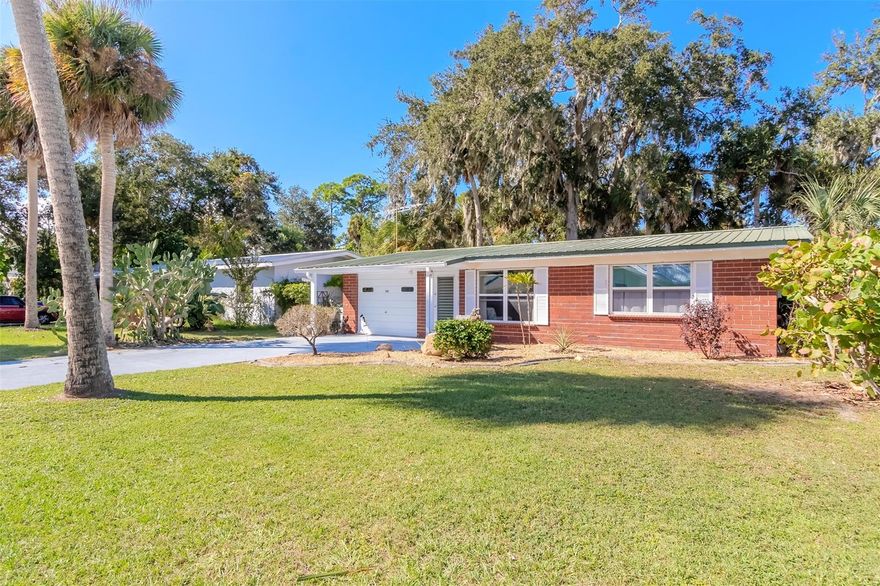 Welcome to your charming 1959 built block home in between US1 and the Indian river! Offered here is a perfect blend of vintage character and modern upgrades. As you step inside, you'll be greeted by the timeless beauty of original Terrazzo floors that have been lovingly preserved. An expanded flex room adds versatility offering you a third bedroom or an office. 
Topping it all is a resilient and long-lasting metal roof, ensuring your peace of mind. The expansive fenced-in yard invites outdoor activities, gardening, and simple enjoyment of the salty river breeze.A powered shed opens up a world of possibilities, whether you need a workshop, additional storage, or a creative space. Updated wind rated windows are energy-efficient and fill the interiors with natural light, enhancing your living experience. Located between US1 and the river, provides easy access to major roadways and the serene beauty of the river. Within short distance to Riverside Drive, local boat ramps, parks, canoe launches, and the Indian River, offering fantastic opportunities for fishing, boating and water activities. Experience the true Florida lifestyle as you relax and relish the gentle breezes that define this charming Sunshine State locale.
This home is not just a house; it's a lifestyle. With a sidewalk-lined neighborhood and golf cart-friendly streets, you can explore the area with ease. ;Water: City