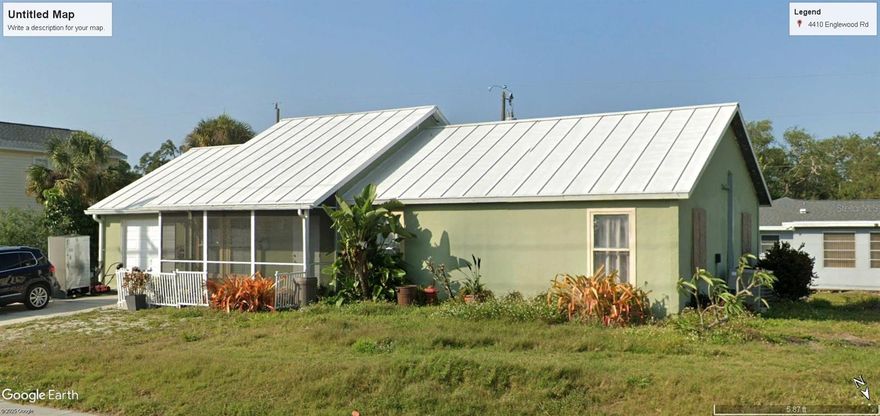 This home is in the desirable South Venice area.  3 BR, 2 BA, with covered entrance, lanai, garage and private yard. The House is constructed of steel frame and metal roof, a real plus against strong winds.   Kitchen was remodeled a few years ago.  Vaulted Ceilings. New Luxury vinyl floors. Freshly painted interior.   Above ground pool and hot tub included.  Extra Large lot with room for parking, garage, or shed, based on Sarasota County regulations.  County water, not a well.  You'll be about 8 minutes from Venice and Manasota Beaches known for beautiful sunsets and cleanliness.  Shopping and dining minutes away. Home needs a little TLC and is priced accordingly.