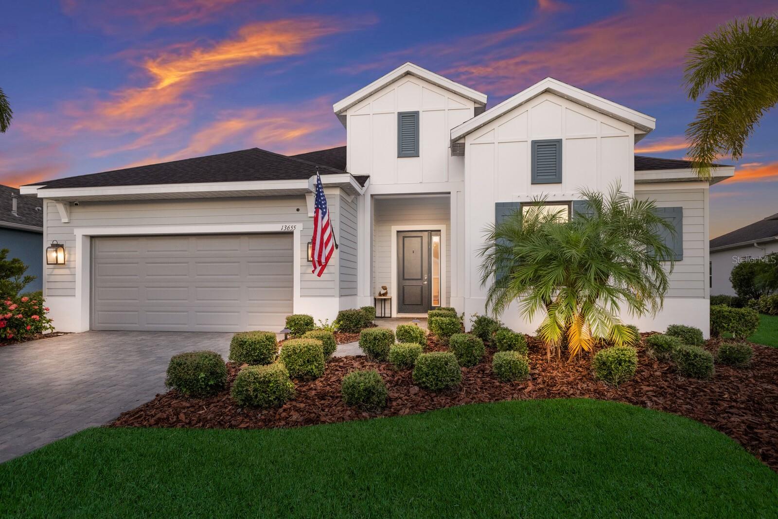 Welcome to this stunning, better-than-new 3 bedroom, 2 bath pool and spa smart home in the highly sought-after gated community of Canoe Creek. With NO CDD fees, this beautifully upgraded and well maintained home is perfectly positioned on a pie-shaped pond lot and showcases striking curb appeal with lush landscaping and a beautifully manicured lawn. Inside, a wide entryway opens to a bright, open floorplan with soaring 10 foot ceilings & no carpet - only ceramic tile & NEWER luxury vinyl plank floors throughout, perfect for those with allergies or pets. The formal dining room features a gorgeous modern chandelier & plenty of space for a large formal dining set. Adjacent is the great room, with a gorgeous octagonal tray ceiling & NEWER (2023) custom stacked stone wall. Off the great room, a large flex room with glass French doors is the perfect space to use as an office, home gym, playroom, or even a 4th bedroom. Overlooking the great room is your beautifully appointed kitchen, featuring 42" cabinetry with pull-out shelving, quartz counters, subway tile backsplash, sink w/newer matte onyx modern faucet, eat-in cafe/nook for casual dining, & dedicated pantry. Stainless appliances, including range w/gas cooktop & a 4-zoned Samsung refrigerator, make cooking a pleasure in this modern culinary space. Sliders off the great room lead to your backyard paradise - the NEARLY NEW (2023) heated smart saltwater pool & champagne spillover spa, complete w/double sun shelf & bubblers, inviting you to unwind while enjoying panoramic views of the tranquil pond. Control everything effortlessly from your phone, from your spa jets to LED pool lighting, to the NEW LED lights on the pool cage (2024) & NEW landscaping lighting (2024). Listen to your favorite tunes while relaxing in your pool with the NEW Sonos amp & lanai speakers that were just installed in 2024. Surrounded by tropical palms & privacy hedges, this private oasis is ideal for entertaining or enjoying a peaceful moment soaking up the Florida sunshine. The Primary Retreat at the back of the home is a serene, sunlit space with views of the lanai. It features two walk-in closets and a spacious en-suite bath w/huge walk-in shower, dual sinks, NEW (2025) lighting, custom mirrors, NEWER faucets (2023), & private water closet. Just off the foyer are two spacious bedrooms with a full bathroom in between that includes NEWER (2023) upgraded matte onyx faucet. The laundry room is conveniently situated just off the kitchen and includes Samsung top-loader washer & gas dryer, as well as handy linen closet. Additional notable upgrades include NEW (2025) ceiling fans; NEW (2025) exterior & interior paint; NEW pool screens (2025); NEW surge protector on breaker box (2024); NEWER (2023) security cameras; NEWLY cleaned/sealed pavered driveway, lanai, & interior grout (2025); 5 1/4" baseboards throughout; LED dimmer switches; gas water heater; epoxy garage floors; & overhead storage rack in garage. Situated in highly desirable Canoe Creek, this master planned gated community is perfect for those looking for the active lifestyle in a vibrant neighborhood, featuring a large clubhouse with fitness center, resort style pool & spa, a full time lifestyle director, pickleball courts, 2 dog parks, fire pit, walking trails, and a robust social calendar. Just minutes from world-class shopping, dining, state parks, and Gulf Coast beaches, this home offers the perfect combination of luxury, convenience, and coastal living.