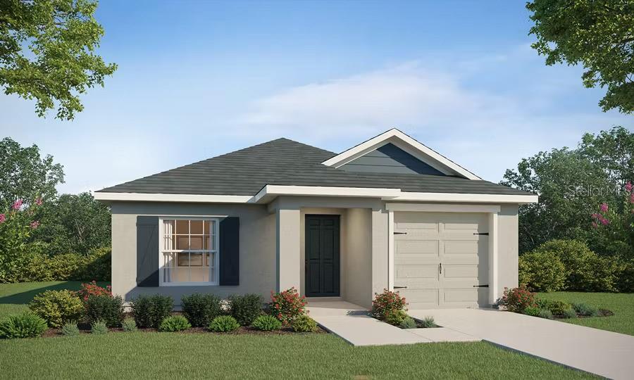 New construction home with 1358 square feet on one-story including 3 bedrooms, 2 baths, and an open living area. Enjoy an open kitchen with Quartz countertops, Samsung stainless steel appliances, pantry, and a raised bar, fully open to the gathering room. The living area, laundry room, and baths include luxury wood vinyl plank flooring, with stain-resistant carpet in the bedrooms. Your owner's suite is complete with a private en-suite bath, a tiled shower. Plus, enjoy a covered lanai, 1-car garage, custom-fit window blinds, architectural shingles, energy-efficient insulation and windows, and a full builder warranty. Please note, virtual tour/photos showcases the home layout; colors and design options in actual home for sale may differ. Furnishings and decor do not convey."