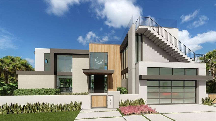 Pre-Construction. To be built. Wake up to shimmering views, spend your afternoons on the water, and end your evenings watching the Sarasota skyline glow from your private rooftop deck. This is the kind of home that defines the Longboat Key lifestyle. To be built by Brista Homes and designed by Mark Sultana of DSDG Architects, this stunning residence is set on one of the largest canal-front lots in Country Club Shores—approximately 1/3 acre—offering the rare advantage of a true backyard, something rarely found on smaller properties, along with community deeded beach access just moments away. This impressive coastal residence offers an exceptional combination of size, location, and boating access. Positioned just one lot from Sarasota Bay, the setting provides both canal frontage and quick, effortless access to open water. Inside, 4,452 square feet of thoughtfully designed living space spans five bedrooms, five full baths, and two half baths—perfectly suited for hosting family and friends or accommodating extended stays. Architectural highlights include a wine closet beneath the open staircase and a striking two-way fireplace that anchors the main living areas. Private outdoor balconies, complemented by and outdoor kitchen, extend the living space and invite seamless indoor-outdoor living. Two laundry rooms add everyday convenience, while the layout balances openness with privacy, creating a home that feels both grand and livable. This house shines equally outside. A waterfall visible from the front door flows seamlessly into an infinity-edge pool, two outdoor showers – one right outside the master suite, newer seawall, and dock invite spontaneous days on the bay, sunset cruises, and weekends spent exploring the water. Above it all, the rooftop deck steals the show, featuring a private putting green and offering sweeping views of Sarasota Bay and downtown Sarasota, and a front-row seat for sunsets, fireworks, and unforgettable evenings under the stars. Ideally located just minutes from the Longboat Key Club, with membership opportunities and a short drive to the boutiques and dining of St. Armands Circle and vibrant Downtown Sarasota, this home places you at the center of everything that makes Longboat Key so desirable.