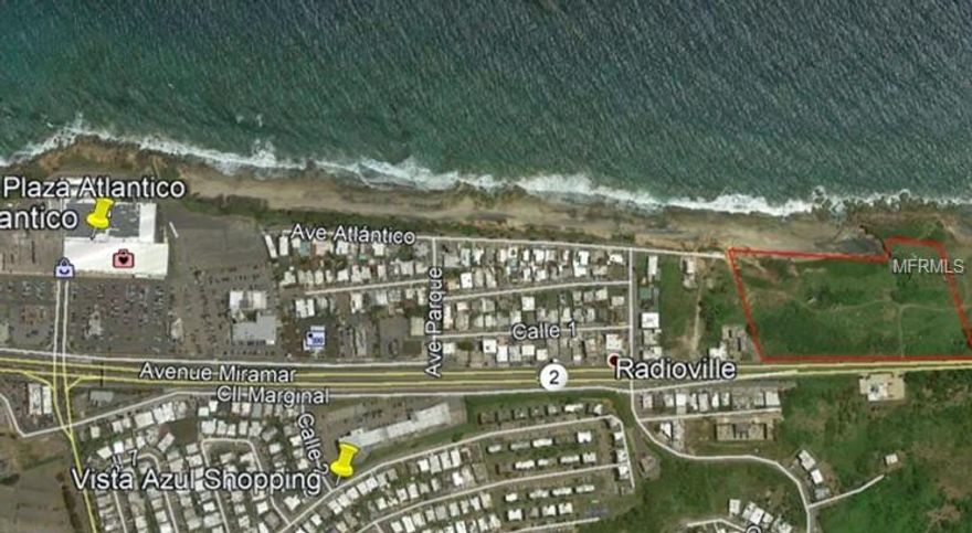 8 acres of  beach front land in Arecibo available for sale at $400,000 per acre. Located near Plaza Atlantico. Zoned C2