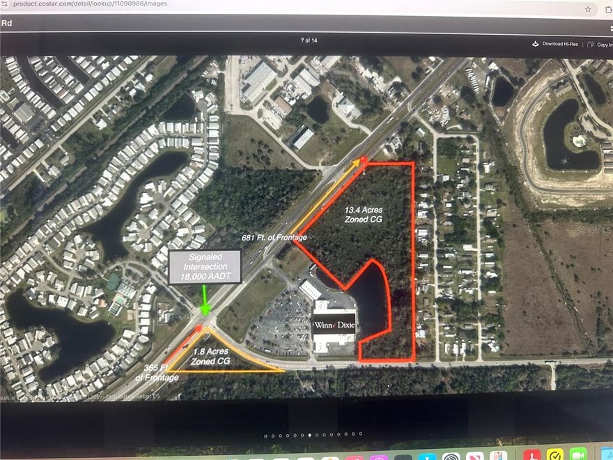 13.53 Acres (MOL)  -  9.58 Acres of Multi-Family plus 3.95 acres of Commercial Land
Municipal Water and Sewer hookups are available from Duncan Rd
680’ of frontage on Duncan Rd zoned CG - 390’ of frontage on Bermont Rd zoned RMF-12
Zoning:  Charlotte County RMF 12-Residential Multi Family   and CG-Commercial General which allows for mixed use residential and Retail/Office  
Previously planned for 96 Apartment units with Club House   -  New Whistle Express Car Wash at the intersection of Duncan Road and
Bermont Road
Utilities:    Water/Sewer/Trash: City of Punta Gorda  -  Electric: Florida Power & Light
Property wraps around an existing Winn-Dixie anchored center – Cleveland Market Place
Located in Flood Zone AE and X
Folio Number: 402334452003 Charlotte County
2014 Real Estate Taxes $14,788.97
ASKING PRICE: $3,400,000.00