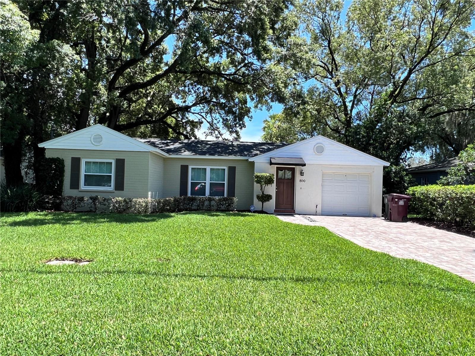 Charming College Park Bungalow with beautiful tree shaded lot. 2 bedroom. 1 bath, hardwood floors in bedrooms, living/dining room and kitchen. Tile in sun porch. Rear patio. Washer/dryer. Single garage with opener. 1 block to shops and restaurants. Lawn care and mowing included. No pets. Available September 1. One year lease term.