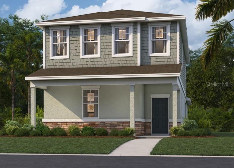 One or more photo(s) has been virtually staged. Under Construction. Stanley Martin builds new construction homes in the Brack Ranch community in St. Cloud, Florida. This neighborhood is in the perfect location: nestled halfway between downtown Orlando and Florida's east coast beaches. You'll have the best of both worlds; the excitement of the city and the tranquility of the coast are right at your fingertips. Downtown Orlando and its famous theme parks are just 25 miles away and I-95 is only 35 miles away, making travel simple. With convenient access to SR-417, SR-528, US-192, and the Florida Turnpike, your commute and travel to meet your daily needs will be a breeze. Plus, with Orlando International Airport just a 15-minute drive away, travel couldn't be more convenient. It's not just the surrounding area: Brack Ranch itself is packed with amenities designed to enhance your lifestyle. Take a dip in the pool, relax in our clubhouse, or explore the multiple walking trails.
Stanley Martin presents the Overton, a brand-new home design with a smart open-concept layout, a two-car rear garage, and energy-efficient features ideal for both entertaining and relaxing. The first floor features a spacious kitchen with a walk-in pantry for extra storage, a dining area, a great room, and a powder room, complemented by a covered lanai. Before heading upstairs, you'll find the first guest bedroom on this level. Upstairs, discover a primary suite with a walk-in closet and a bathroom with a double vanity. Additionally, a conveniently located laundry room awaits to save you the hassle of carrying laundry. Enjoy a flex room for family fun, along with two additional bedrooms upstairs for family members or guests. The Overton achieves a perfect harmony between low-maintenance living and the spaciousness of a split-level single-family home.