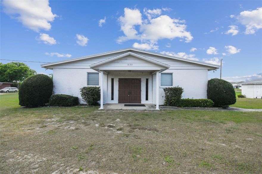 PRICE REDUCED SIGNIFICANTLY for quick sale! BELOW APPRAISAL VALUE!! Charming, small church ideal for growing congregation. Present church group has outgrown this area and is offering this church for sale. Property is east of Champions Gate north of Davenport and has a large 2.33 acres lot. Plenty of parking at front and side of church, with possible area to expand as well as a Entertaining Space for Events and Dinner with a full Kitchen.

Interior offers small vestibule, front foyer, front restrooms, huge worship area, baptismal area. gathering Building just steps away with kitchen for church gatherings. Property is approximately 4288 square feet with both buildings.

Call for a private showing.