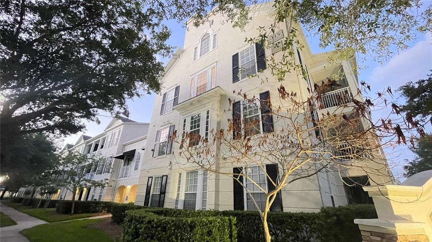 Look no further for your ELEVATOR BUILDING!  Exquisitely renovated and maintained 1 Bedroom, 1 Bath "McKinley" Condo located on the top floor. Open living and expansive space greets you as you enter the foyer.  Luxury Vinyl Floors will catch your eye throughout the property.  Flowing easily from Living/Dining area with Tray Ceiling and Crown Molding. Your covered porch awaits you through a French Door and provides nice indoor / outdoor living.  Granite Countertops, Stainless Steel Appliances, Tile Backsplash and Closet Pantry are all tastefully adorning the gourmet kitchen. A second covered porch is directly attached to the well proportioned Master Bedroom.  Large walk in closet and a very conveniently placed washer and dryer closet flow through to the attached Master Bathroom with  extra large walk-in luxury shower.   No expenses spared in renovation of master bathroom with custom vanity and Tile listellos to match the shower flooring.  A delightful space adjoins and connects both the living room and master that can be used as den / office / reading or gym area.  A/C replaced in 2017.  Hot Water heater replaced in 2019.  Your comfort will greatly appreciate the Pella Windows recently added.  Fantastic location near Clubhouse Pool, Tennis Court, Playground and Georgetown Clubhouse.  Concierge Trash pick up at your door. Numerous car charging stations within close proximity to your property.  Celebration boasts over 26 miles of walking/biking trails.  Extensive amounts of banks, shops, salons, and restaurants nearby.  Everyone raves about the Farmer’s Market every Sunday.  Disney World theme parks, resorts and Disney Springs complex are all nearby for your enjoyment.