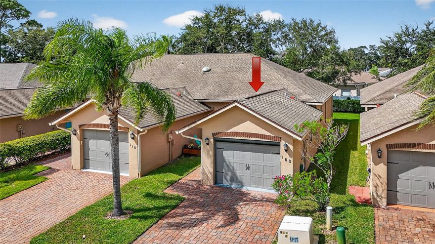 Enjoy carefree living in this fully renovated 55+ condo in beautiful Edgewater! The affordable monthly fee of just $375, covers lawn care, irrigation, roof maintenance, exterior painting, and building insurance. Extra bonus is the optional pool membership that’s just steps away from this community for just $200/year – membership until April 2026 is included!  The list of updates is substantial and includes new luxury vinyl tile flooring and freshly painted walls and doors and new electrical outlet switches/covers and light switches/switch plates throughout. The kitchen’s crisp white subway tile backsplash, white cabinetry with soft-close doors and drawers, and gorgeous new hard surface countertops is reminiscent of soft beach sand. All new stainless steel appliances too! The open-concept floor plan seamlessly connects the kitchen to the dining and living areas, leading to a bright set of sliding glass doors. Throughout the home, plantation shutters and palm-leaf ceiling fans are throughout the home. The primary bedroom easily accommodates a king-size bed and offers a generous closet. The primary bath features a tiled walk-in shower, glass shower door, and updated vanity, sink, and countertop. The guest bedroom has a tiled shower/tub combination with a new vanity and sink. Inside laundry room adds convenience and saves space in the attached single-car garage, which also features a bonus screen for airflow and pest protection. 2024 HVAC and water heater. This home sits 22+ feet above sea level, has never flooded and includes wind-rated windows for added security.