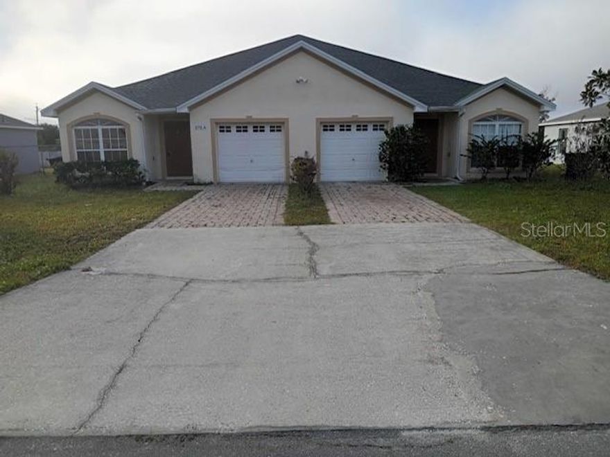 Duplex. Each unit is a 3 bedroom 2 bath 1200 sq ft home.  Located in a desired area of Poinciana