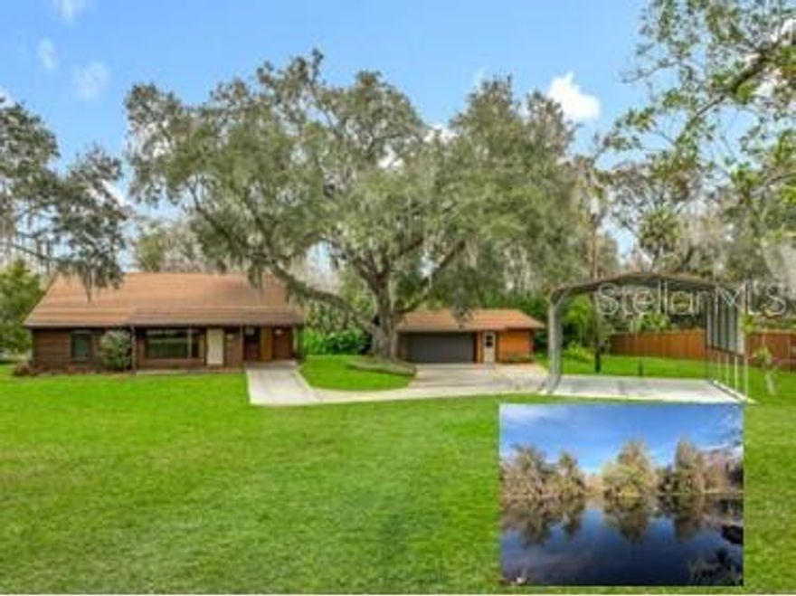 A TRULY RARE Find!!!  ***PRICED BELOW APPRAISED VALUE! ***    Welcome to the LIFESTYLE of this WEKIVA RIVER FRONT RETREAT!   ***Flowing from the Wekiva Springs, it is Known as One of the MOST PRISTINE RIVERS IN the State of FLORIDA!  ***WATCH VIRTUAL TOUR 1 for a SNEAK PEAK OF THE WEKIVA RIVER LIFESTYLE**     **Nestled on a Secluded, Private Gate  *PREMIUM 2.68 acres Lot with OVER 150ft of Wekiva RIVERFRONT, you will Experience Tranquility & Privacy while still having the Convenience to all that Central Florida has to offers.  AMAZING VIEW From ** the 32.5 x 13 UPGRADED COMPOSITE DECK**,   **the COZY FLORIDA-SUN ROOM**, the *OVERSIZED 32’ 9” x 19’ 9” Great Room, and Primary Bedroom room, **NATURE ABOUNDS with ***BEAUTIFUL RELAXING VIEWS of **CONSERVATION AND FOREST areas.  **The OPEN & LUSH MATURE Landscaping will draw you to the banks of the awaiting SPRING-FED WEKIVA RIVER**.  ** Looking to be more Active?  From the large deck, you are just steps away to your own private CANAL leading to the beautiful Flowing River.  This makes this property a paradise for Kayaking, canoeing, paddleboarding, fishing and of course boating on the Wekiva River which is also only 4 miles by boat from the Historic St JOHNS RIVER. You may even be able to build a dock with proper permits! ***Recreation and Relaxation is what this Riverfront property is all about and to prove that there's even an amazing extra Large RV Carport (20ft w x 25ft l x 14ft h - with 30amp power) to Protect your favorite RV, Car, or Boat.  ***For the active land lovers… you can enjoy Walking, Hiking, Biking, Gardening or Creating that special project in the Oversized WORKSHOP in the garage.