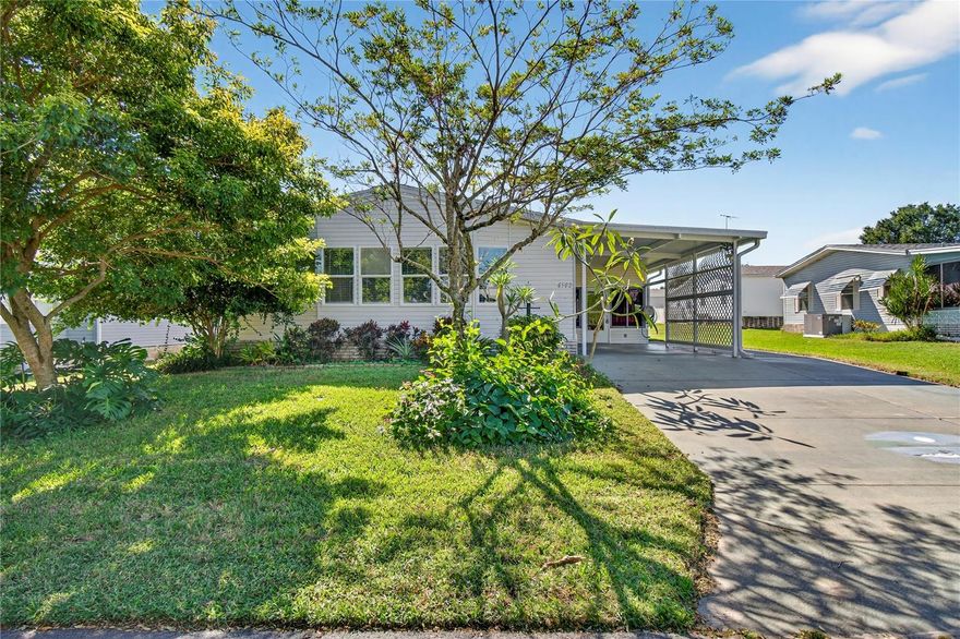 Tired of high taxes, harsh winters, and rising costs? Discover a simpler, safer, and sunnier way of life in Central Florida. This spacious and move-in-ready home in the peaceful 55+ community of Garden Grove Oaks offers true affordability—just $65 a month with no lot rent—and the comfort of owning your own land. With over 1,500 square feet of living space, the home features newer energy-efficient double-pane windows, durable LVP flooring, a large kitchen, oversized driveway, covered screened patio, covered carport, and a workshop/storage area.
Inside, the open layout provides a comfortable flow with a spacious family room, living room, and dining area—perfect for everyday living or entertaining family and guests. The kitchen offers generous counter space, abundant cabinetry, and all included appliances. The primary suite features a nicely sized walk-in closet and an en-suite bathroom with a walk-in shower, while the guest bedroom and second full bath offer ideal accommodations for visitors.
One of the home’s highlights is the front living room with bay windows that fill the space with natural light—an ideal spot for an office, craft room, or simply a relaxing place to enjoy your morning coffee. The screened porch and enclosed storage area extend your living space outdoors, offering room for hobbies, woodworking, or simply enjoying Florida’s beautiful weather.
Beyond the home, Garden Grove Oaks provides an active and welcoming lifestyle with amenities including a swimming pool, clubhouse, shuffleboard courts, community pond, and RV/boat parking. A full calendar of social events makes it easy to connect with neighbors and stay engaged year-round.
Whether you’re looking for a retirement home, a winter retreat, or just an affordable place to call home, Garden Grove Oaks is worth a visit. Located in the heart of Central Florida, Winter Haven is known for its 50 beautiful lakes—including the world-famous Winter Haven Chain of Lakes—where you can fish, boat, kayak, or simply relax and enjoy the scenic waterfront views. Golf enthusiasts will appreciate the area’s eight local courses (three public and five private), along with more than 35 additional courses within a 20-mile radius. The city also offers a vibrant local scene with a weekly farmers market, locally owned restaurants, and family-friendly attractions such as LEGOLAND Resort. Everyday conveniences like Publix, Walmart, Aldi, TJ Maxx, Kohl’s, pharmacies, and medical facilities are all just minutes away, creating the perfect blend of recreation, comfort, and community.
Enjoy the ideal combination of affordability, convenience, and lifestyle—at an unbeatable price. Don’t miss your chance to own this move-in-ready home in Garden Grove Oaks!