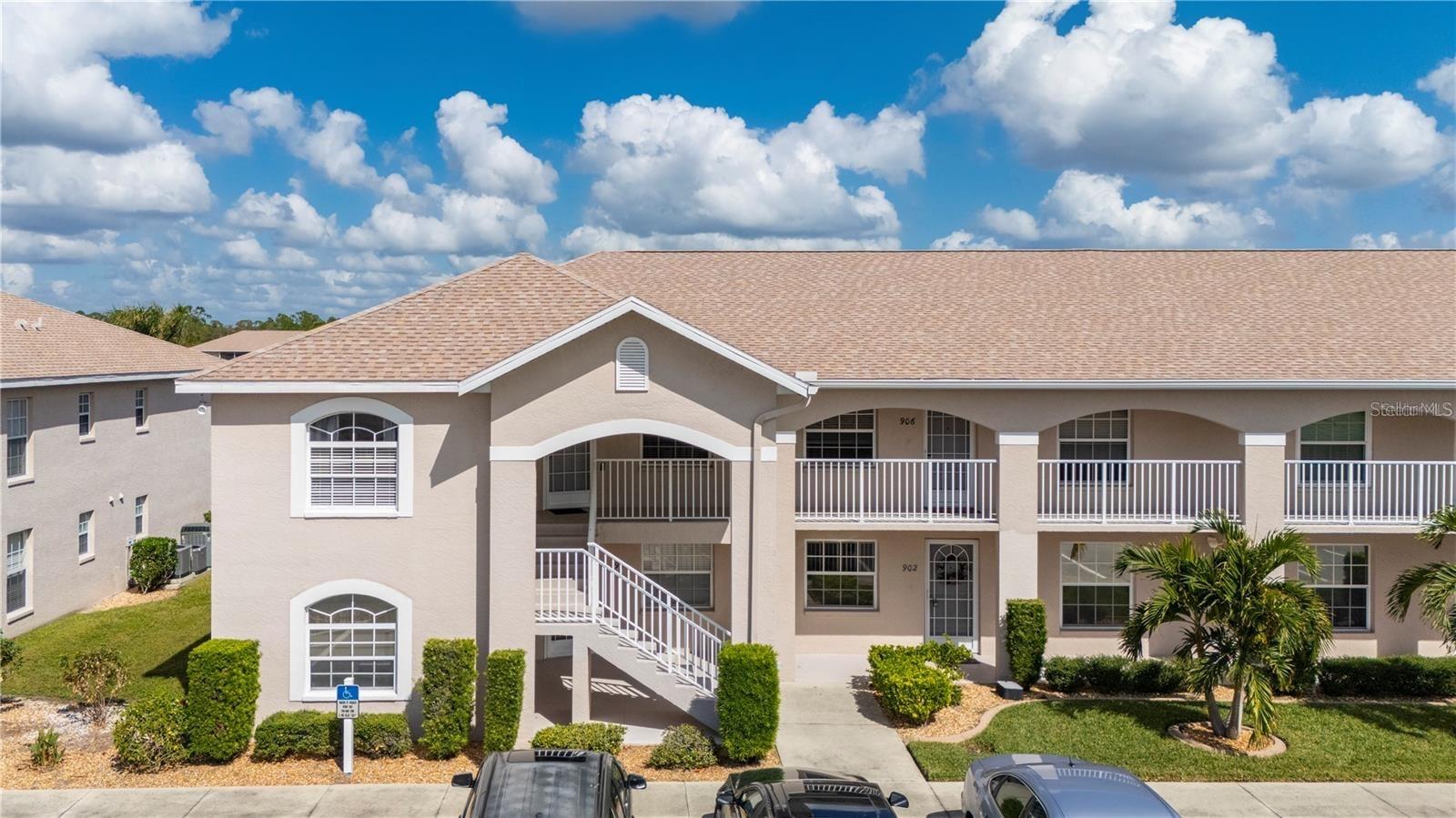 Welcome to Lake Suzy! Check out this well kept move-in ready 3 bedroom 2 bath condo located in Crystal Bay at Kingsway! This end unit condo features 1,348sqft of living space under air, cathedral ceilings, open and bright split floor plan, along with a private enclosed balcony overlooking the lake. The kitchen boasts stainless steel appliances, built in features, eat-in bar space, along with a separate dining area. The primary suite offers a large walk in closet, newer carpet, with an oversized double window allowing lovely views of the lake. This unit also has an indoor laundry room with plenty of storage space. Crystal Bay is conveniently located near all the must have amenities that Florida has to offer! Crystal Bay has one of the lowest HOAs in the area, sparkling community pool, water and sewer included! NOT in a flood zone!! Contact me today for your private tour!