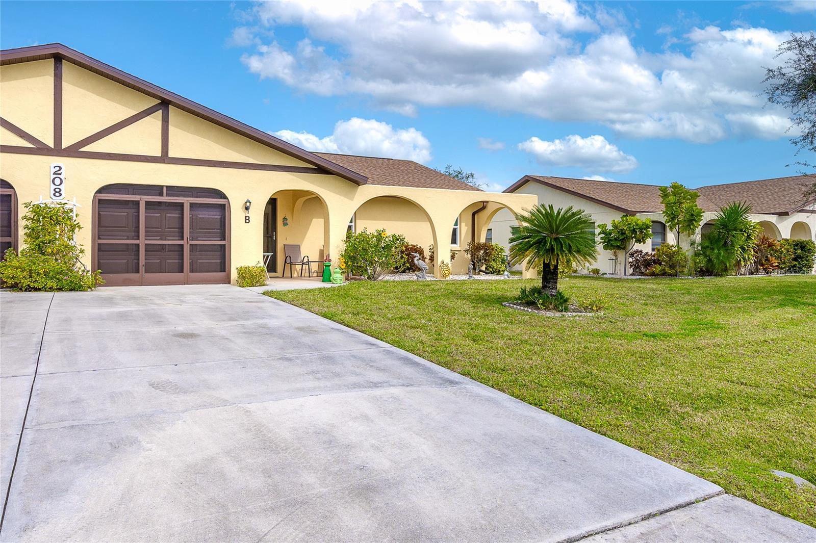 PRICED TO SELL..THIS HOME WON'T LAST LONG!! ROOF WAS REPLACED IN 2023 & HURRICANE WINDOWS INSTALLED IN 2019. THESE IMPROVEMENTS ADD OVERALL VALUE & LONGEVITY TO THE PROPERTY, NOT TO MENTION PEACE OF MIND FOR UNPREDICTABLE WEATHER! Nestled on a private cul-de-sac street, in a tranquil community, this 2-bedroom, 2-bathroom condo offers privacy abound! A split plan condo boasts a spacious master bedroom, walk-in closet, & an access door to a screened lanai. The living room is large enough for family & guests, & is just perfect for both relaxation & entertaining. A 2-10 HOME BUYERS WARRANTY IS INCLUDED & VALID FOR 1 YR. FROM DATE OF CLOSING! A tiled front entry foyer, complete with aluminum glass/screen door, gives a view of the outdoors & lets in the evening breezes to enjoy. For the chef in your family, the kitchen has plenty of counter space, newer stainless-steel appliances, closet pantry, & double sink, catering to both functionality & style. The pass-through window from the kitchen to the dining area provides ease of entertaining & includes 2 louvered shutters for privacy, when preparing delicious meals for family or guests. A screened lanai is the perfect retreat for enjoying the great outdoors of your private backyard. Whether you sit & read the paper with a morning coffee, or catch an afternoon nap, the tranquility of the yard makes it indeed, the place to be! The additional uncovered patio area in the backyard, is the perfect space for outdoor hobbies & additional space for relaxing in the sun. If you prefer to visit your neighbors with a friendly wave, then enjoy sitting on your private front porch. This condo has adequate indoor closet space for linens & household equipment, as well as a single car garage, complete with washer, dryer, utility sink, shelving, built-in workbench for your DIY projects, & sliding garage door screens. Each room has a ceiling fan, for added comfort & energy efficiency. Most furnishings included, creating a move-in ready experience, with only a few exclusions & personal seller items. A short distance to the sparkling blue, heated, community pool, is ideal for cooling off after a day at the many nearby beaches. Also, just steps away, is a community mailbox & additional guest parking. This community is perfectly located for easy access to shopping & dining, not to mention, world class fishing & boating, public boat ramps, & many golf courses. Our pristine beaches include local & casual eateries nearby, for a perfect day in the sun. Also nearby, Historic Dearborn offers Pioneer Park, a farmers' market, locally owned shops & restaurants, & varied forms of evening entertainment, that will surely please just about everyone! The quarterly dues include landscaping, irrigation system (serviced by a well), full exterior maintenance (including roof replacement and repair), exterior and interior insurance coverage (contents are not included), basic cable and use of the community pool. The community of High Point is deed restricted, locally managed, & has no age restriction. Two pets are allowed per unit (request rules & regs for further info). This condo creates a perfect blend of comfort, convenience, & a tranquil setting, making it an ideal place to call home. Whether you are enjoying the charm of this quiet community or being conveniently close to the best the area has to offer, this property will afford you a lifestyle of comfort. Easy to show, schedule your appt. today!