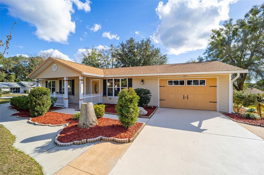 Beautiful 2 bedroom 2 bath home with over 1700 sq feet under heat and air. Roof and gutters 10/22. Updated kitchen that has 2 pantries, with wood cabinets and granite countertops in kitchen and both bathrooms. Formal living room and dining area, Plus 2 family rooms.  Nicely landscaped corner lot. The home has a concrete walk-around the house that leads to a raised concrete patio for entertaining. So much detail to this home it truly shows like a model home.  Oak Run is a gated community with 6 pools, 5 whirlpool spas, 2 saunas, 2 fitness centers, golf course, over 100 clubs, pickleball, shuffleboard, you will love your resort style living in this wonderful home and community. You are less than 20 minutes to the  World Equestrian Center.     https://youtu.be/n98ThK-hon8?si=QnvQAwFgLpU7Kwb3