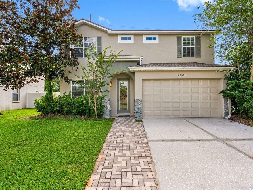 One of the newest homes in the neighborhood of Fawn Ridge built in 2005. This is a 2,022 sq. ft. 4 bedroom/2.5 Bath/2 car garage home with a large fenced in backyard. Located around the corner from Citrus Park Mall and the Veterans Expressway. Recent upgrades in  2025 include a new roof, white shaker cabinets, quartz countertops, exterior paint, vinyl flooring, and new sliding doors. Step inside and be greeted by the elegant light wood laminate floors, a wood burning fireplace, sliders off the kitchen that lead to a pavered patio for outdoor entertaining. The modern kitchen has self close cabinets, under mount sink, window leading to the outside patio, and a closet pantry for extra storage. Upstairs there is a spacious utility room with wall cabinets centrally located to the bedrooms. There is also a spacious master suite 16' x 12' with a walk-in closet with built in organizers. The master bath has a walk-in shower and garden tub for relaxing. This sought after neighborhood of Fawn Ridge Village has a community park with basketball, tennis courts, playground pavilion, and located only 10 minutes from Tampa Airport.