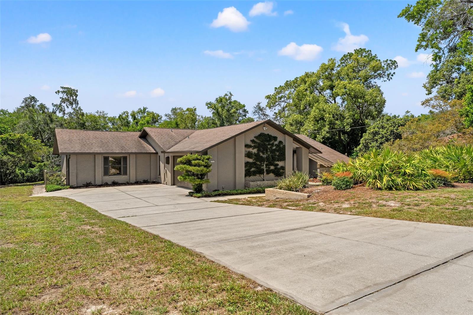 Welcome to your dream home in the heart of Spring Hill! This thoughtfully designed 3-bedroom, 2-bathroom home features dual closets in every bedroom, a dedicated office, and a 2-car garage. The primary suite includes dual sinks and a walk-in shower that leads to a private, enclosed outdoor space, ideal for a tranquil garden or an outdoor shower. Enjoy year-round comfort in the air-conditioned sunroom, or relax under the paver pergola in the spacious backyard. A winding pathway through the trees creates a peaceful retreat and discreetly hides brush from landscaping. The guest bathroom opens to the back patio, making it perfect for future pool plans on this oversized lot. Additional highlights include a 2025 water heater and a full irrigation system to keep your lawn and garden looking their best. This home offers the space, upgrades, and potential you’ve been waiting for!