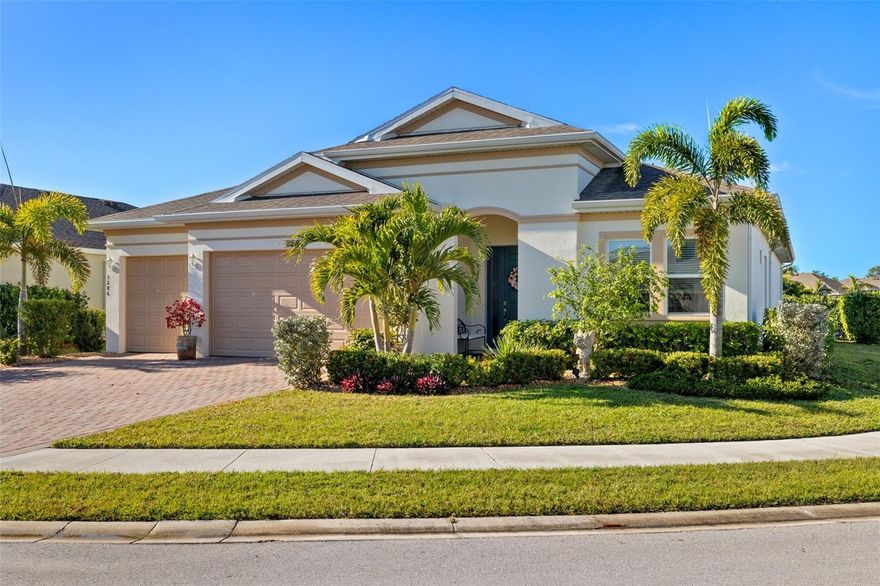 A must see beautiful home in the gated community of Entrada in Cape Coral. With low HOA fee, No CDD, low taxes and insurance and all the resort style amenities possible to live the sought after Florida lifestyle.  This Impressive and stunning Wheaton floor plan home is perfectly positioned on a sweeping corner lot. Over 2,500 square feet of well designed living space featuring 3 bedrooms plus a den, 3.5 bathrooms, and a 3 car garage.  Surrounded by lush, custom Florida landscaping, the oversized backyard provides plenty of room to add a pool and create your own private paradise. The grand foyer welcomes you into a bright and airy great room that seamlessly connects the living, dining, and kitchen areas. The huge kitchen is a showstopper with a massive center island, granite countertops, stainless steel appliances, stylish backsplash, soft close cabinetry, and an oversized, walk-in pantry. Each bedroom offers privacy with its own bath, while the primary suite is a true retreat featuring a spa-like walk-in shower, dual vanities, and 2 walk-in closets. Outside provides a screened lanai and an extended paver patio, the perfect place for morning coffee and sunset gatherings in the tranquility of your private backyard. Additional highlights in this home include tile flooring throughout the main living areas, carpet in the bedrooms, new lighting & ceiling fans, a large laundry room with sink, Hurricane shutters for peace of mind and Smart home technology that control locks, garage, and lighting from your phone! Enjoy Entrada’s resort-style amenities, including a massive sparkling pool, clubhouse, tennis & pickleball courts, play area, and more, all in a golf cart–friendly community. This home checks every box for space, style, and value. Schedule your private tour today and discover why Entrada is one of Cape Coral’s premier places to live!