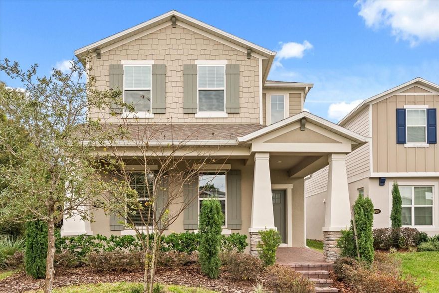 Why wait for new construction when you can move right into this stunning move-in ready home located in the desirable Rivington community of DeBary? Nestled near the St. Johns River and Lake Monroe, and just minutes from Interstate 4 and Highway 417, this home offers both convenience and connectivity for easy commuting. Designed for entertaining this open-concept floor plan boasts its key features such as attractive cabinetry, countertops, modern lighting, and tile flooring throughout the main living areas. The downstairs bedroom has an ensuite bathroom, making it a flexible space, perfect for an office or overnight guests! Upstairs, the spacious loft and primary bedroom feature luxury vinyl plank flooring, complemented by an upstairs laundry room for added convenience. The primary suite a spa like primary bathroom with split vanities, oversized walk-in shower, and two large walk-in closets, providing ample storage. The Rivington community offers great amenities including a pool with a scenic water view, covered seating areas, sidewalks, and walking trails. Schedule your private tour today and experience all this home has to offer!