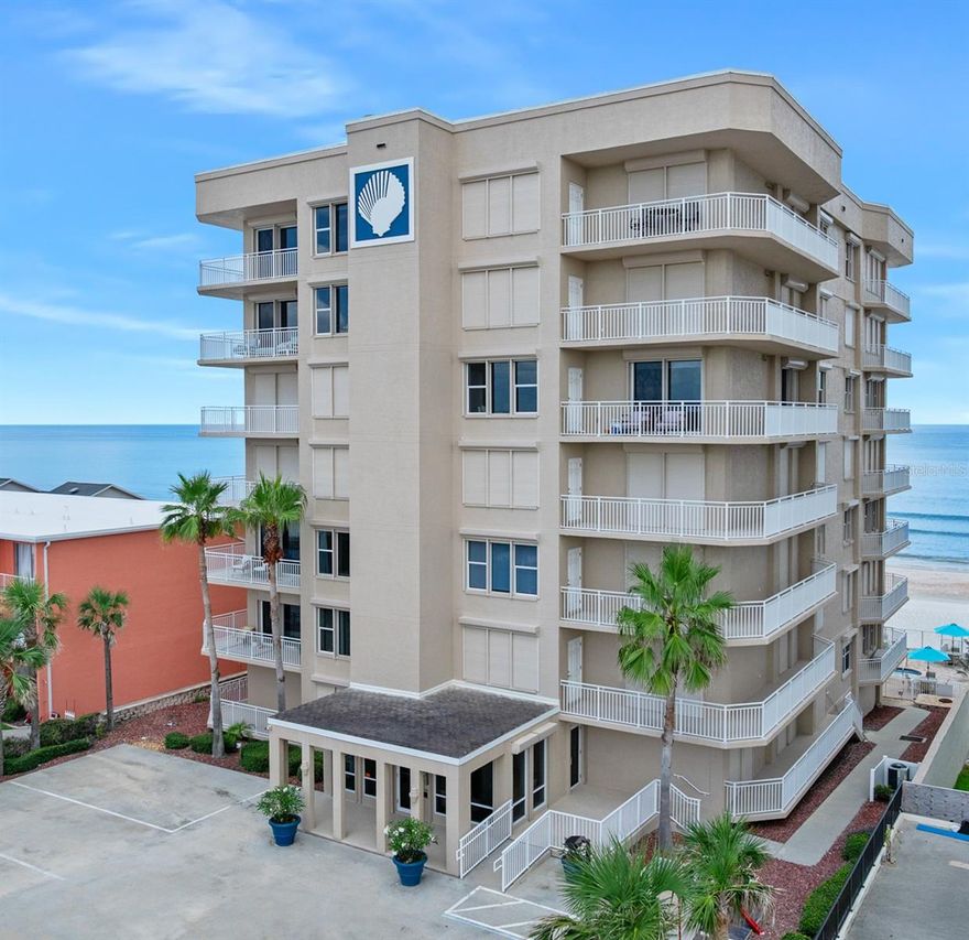 Oceanfront Penthouse with Panoramic Views in Boutique Kingston Tower. Experience coastal luxury in this stunning oceanfront penthouse offering miles of unobstructed views of both the Atlantic Ocean and Halifax River. Nestled on the limited traffic-free sands of Daytona Beach Shores, Kingston Tower is an exclusive, secure, and serene condominium community featuring just 14 residences, with only two units per floor—ensuring the ultimate in privacy and tranquility. A semi-private elevator opens directly to your own personal foyer, setting the tone for the spacious, light-filled interiors. Each residence spans from oceanfront to the Intracoastal Waterway, allowing for breathtaking sunrise and sunset views. The living and dining areas feature walls of windows framing breathtaking views and open to a wraparound balcony—perfect for entertaining or enjoying the peaceful sound of the surf. The chef-inspired kitchen is both functional and elegant featuring a center island ideal for prepping and serving a crowd, a generous pantry with pull-out drawers, and is large enough to accommodate an eat-in table plus breakfast bar. Positioned to take in views of both the ocean and river, this kitchen is a standout. The primary suite includes a large, well organized, walk-in closet, balcony access, plus additional linen storage.  A luxurious spa-like en-suite, complete with dual vanities, a jetted soaking tub, and an oversized shower with dual shower heads.  On the opposite wing, the mini suite provides ultimate flexibility for guests, teens, in-laws, or as a media room. It features a separate entrance, sitting area, full bedroom with en-suite bath, riverfront balcony access, a walk-in closet, plus a wet bar with sink and beverage fridge.  The third bedroom also offers balcony access, making every room in this home a retreat in itself. All exterior windows and doors have roll down shutters for peace of mind during inclement weather. Living room, primary bedroom and kitchen have access to surround sound.  Owners offer a complete, meticulously maintained record of all improvements.  Kingston Tower amenities include: Oceanfront pool and spa, Fitness center with stunning views, Underground parking, and additional private cage storage has electric and easy outdoor access to beach or pool.  This is a pet-friendly community, allowing up to two pets under 60 lbs.