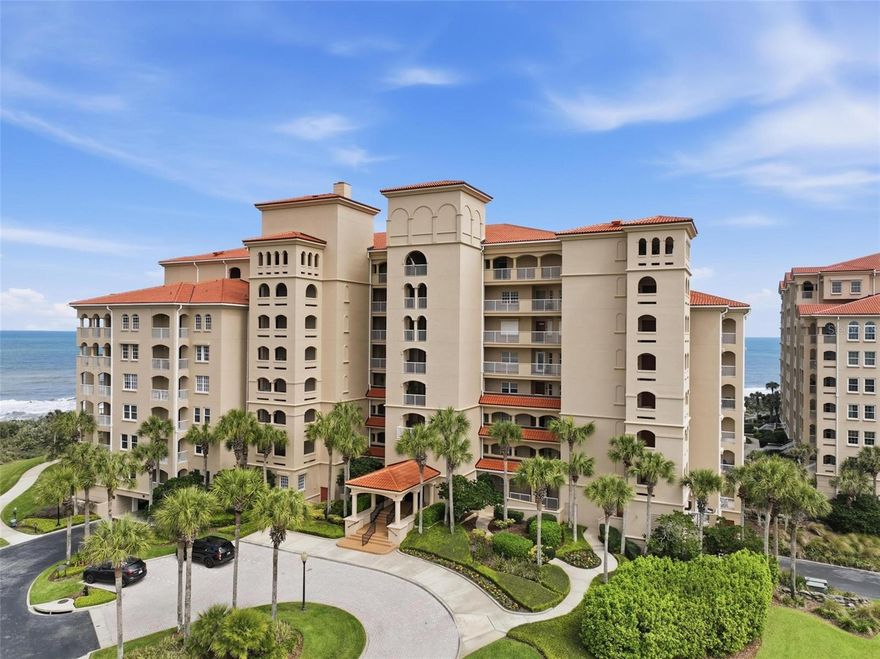 Experience elevated coastal living from this beautifully maintained 2-bedroom, 2-bath oceanview residence in the highly sought-after community of Hammock Dunes. Encompassing approximately 1,490 square feet, this light-filled condominium showcases a thoughtfully designed open-concept layout, seamlessly connecting the kitchen, dining, and living areas—all extending to a spacious covered balcony offering sweeping views of the Atlantic Ocean and resort-style pool below. The well-appointed kitchen features granite countertops, abundant cabinetry, and a functional layout ideal for both everyday living and effortless entertaining. The primary suite serves as a private retreat with direct balcony access, generous closet space, and a spacious en-suite bath complete with a soaking tub and separate shower. A comfortable guest bedroom and full bath provide ideal accommodations for visitors, while additional highlights include crown molding, updated flooring, and a versatile bonus space perfect for a home office or sitting area. Enjoy the ease of condominium living with exceptional amenities and an ideal setting suited for full-time residence or a luxurious seasonal escape. To further elevate the Hammock Dunes lifestyle, membership to the Hammock Dunes Club is available, offering an exceptional member experience with an oceanfront clubhouse, a “Low Country” clubhouse with formal and casual dining, two Audubon-certified golf courses by Tom Fazio and Rees Jones, a 5,000 sq ft ocean-view fitness center, oceanfront pool complex, playground, splash pad, tennis, pickleball, croquet, bocce, and more.