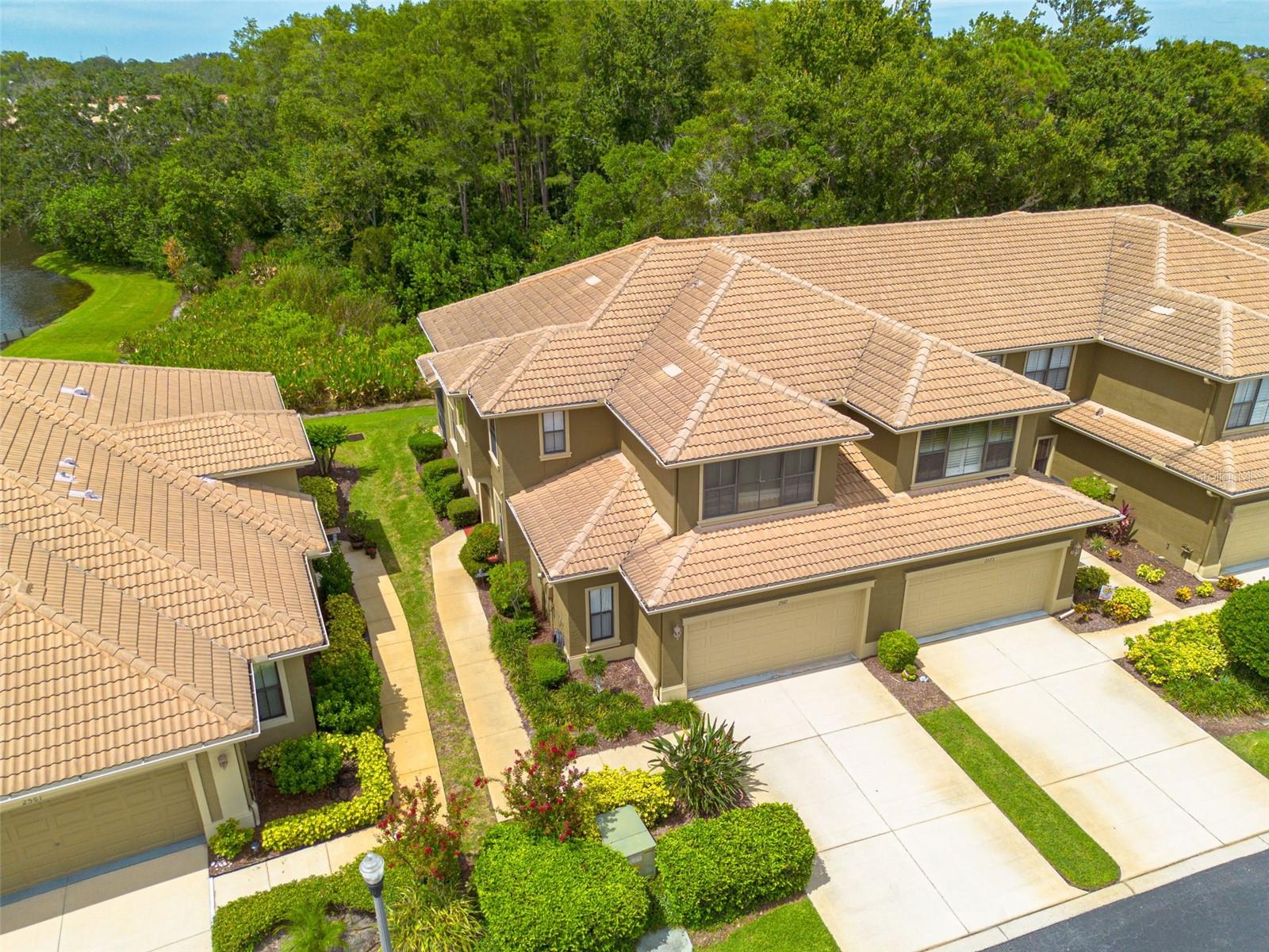 Welcome Home! This meticulously maintained end-unit townhome in Palm Harbor offers luxury, comfort, and flexibility for all generations. The spacious kitchen features granite countertops, stainless steel appliances, and warm wood cabinetry, while plantation shutters throughout the home provide privacy and timeless elegance. The desirable layout includes the primary bedroom on the first floor, along with the kitchen, laundry room, breakfast nook, and a bright, open living and dining area with wood flooring, recessed lighting, and ceiling fans. The screened-in lanai overlooks a peaceful pond with its gorgeous fountain and a wooded preserve, offering a quiet retreat with natural views. Upstairs, an expansive loft-style family room creates a dramatic overlook to the living space below and is complemented by two generously sized bedrooms and a dedicated office or flex space, ideal for work, study, or hobbies. Residents enjoy access to a beautifully landscaped community pool just steps from the home, surrounded by palm trees and tropical greenery. Located close to award-winning Gulf beaches, the famed Innisbrook Golf Resort, and all the Tampa Bay Area has to offer—multiple championship golf courses, Tampa International Airport, NHL, NFL, and MLB events, Grand Prix, PGA tournaments, fine dining, concerts, parks, biking trails, BMX events, and more. What are you waiting for...Begin Your Paradise Life Today.