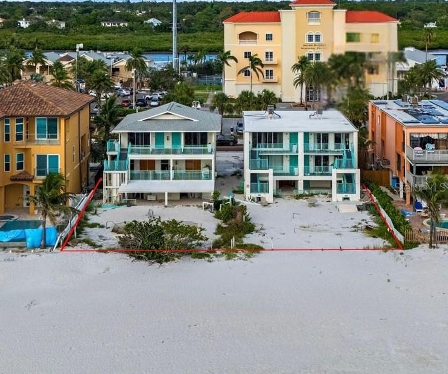 100 feet of Gulf frontage!!! Remodel or rebuild!! Both properties have water damage. 19310 Gulf Blvd zoned hotel/motel consists of four Gulf front villas nestled in the heart of Indian Shores, Florida – a quaint coastal town located a few miles south of Clearwater Beach and just 30 minutes from Tampa International Airport. Properties have been used as vacation rentals. There are two 1 bedroom villas located on the top floor, offering spectacular views. The 3 bedroom, 2 bath villa encompasses the entire 2nd floor, featuring a master suite and main living area with stunning views of the Gulf. This villa offers a 36x11 covered terrace overlooking the white sands of Indian Shores. There is also a 2 bedroom villa  with  located on the lower level with easy access to the beach.  19306 Gulf Blvd is zoned condominium consist of 5 units all gulf front with amazing views. The entire property was used for seasonal vacation rentals.