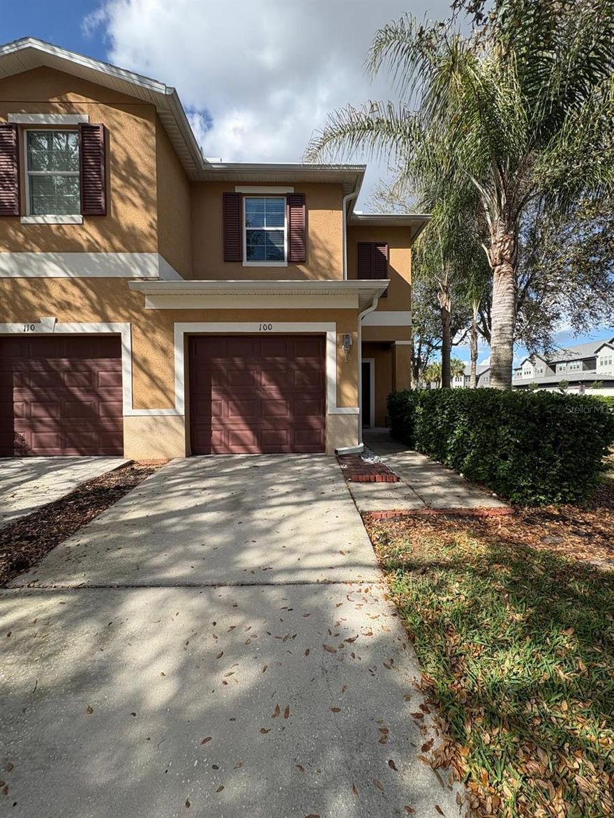 Beautiful 2 bed, 2.5 bath townhome on a corner lot in The Towns at Legacy Park. The main floor features a bright open layout with ceramic tile flooring and a kitchen equipped with maple cabinets and all major appliances. Sliding doors open to a screened lanai with easy access to the backyard, guest parking. Upstairs includes a spacious primary suite plus a second bedroom with its own private bath and walk-in closet. Laundry is conveniently located on the second floor. The home also offers a 1-car garage and paver driveway. Community pool is just steps away, and the location provides quick access to Hwy 27, shopping, and dining.