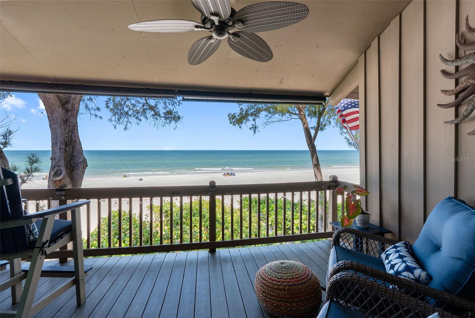 Gulf-Front Paradise in Indian Shores – Luxurious 3BR/3BA Condo with Income Potential! Welcome to your dream beachfront escape in the heart of Indian Shores, Florida! This direct Gulf-front condo offers unparalleled panoramic views of the water and spectacular sunsets from its spacious private balcony—the perfect place to unwind and soak in the coastal beauty. Boasting 1,960 square feet, this 3-bedroom, 3-bathroom residence has been completely renovated with top-tier finishes throughout. Enjoy wood-look luxury vinyl plank flooring, a large open-concept kitchen with an oversized island, rare exotic granite countertops, custom wood cabinetry, and a river rock backsplash. The elegant foyer entry features a striking accent river rock wall and ornate glass double doors, setting the tone for the upscale design found throughout. The bright and open main living area is anchored by a cozy fireplace, creating a warm and inviting space to relax while enjoying stunning views of the Gulf. Each of the three bathrooms has been tastefully updated with custom tile work, glass shower enclosures, and solid wood vanities with granite countertops. The unique third bedroom loft is located on the second level and accessed by a charming spiral staircase, with washer/dryer closets conveniently located on both floors. Additional features include Miami-Dade-rated impact-resistant windows and sliding glass doors, covered under-building assigned parking, a private oversized storage room, and ample guest parking. Enjoy beachfront living with resort-style amenities including a grilling station and picnic area, outdoor shower, paddleboard/kayak storage, and a beachfront fire pit—all part of a quaint 8-unit community. This pet-friendly complex allows short-term rentals, making it an excellent opportunity for investment income, a second home, or a primary residence with flexible lifestyle options. Ideally located near shops, boutiques, eateries, pubs, surf and tackle shops, and just steps from fishing, boating, swimming, and water sports. Travel the coastline effortlessly via the Jolley Trolley, with Clearwater Beach and St. Pete Beach just 15 minutes away, and only 40 minutes to Tampa International Airport or 15 minutes to St. Pete–Clearwater Airport. Don’t miss this rare opportunity to own a slice of paradise on the Gulf of Mexico with tremendous value and income potential.