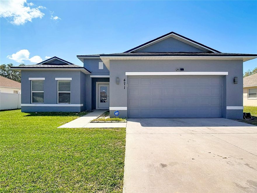 Perfect home for investors or as a primary home, this very well maintained, 4 bed, 2 bath family home built in 2022 in the popular Poinciana community, is located on a quiet, spacious, lot of over 1/4 acre!  Bright, open floor plan with modern tiled flooring and thoughtful, upgraded finishes throughout.  Sliding doors lead from the family room into the large yard, fenced on one side and can easily be fully fenced for privacy - perfect for relaxing with your favorite coffee.  Large front yard with long driveway, ample parking and 2 car garage.  Accommodation consists of a foyer, great room with kitchen, dining room and family room.  Primary bedroom with large en suite bathroom, three further bedrooms and full bathroom.  Kitchen boasts granite countertops, all stainless appliances,  42" cabinetry,  large island with ample seating - perfect for entertaining!  Poinciana has a great community spirit with convenient local, stores, restaurants and public parks.  Do not miss this opportunity to live the Florida lifestyle in this fantastic home!