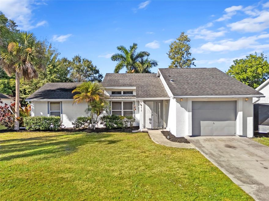 Discover the irresistible charm of this inviting home in a quiet community. It's a perfect match for first-time buyers, seasonal snowbirds in search of a getaway, or astute investors looking for a premium property. The inviting living room is the heart of the home, seamlessly connecting to the dining area and kitchen, creating an exceptional space for entertaining and creating lasting memories with loved ones. This thoughtfully designed split floor plan ensures privacy for you and your guests. On one side, you’ll find a spacious primary suite complete with an ensuite bath featuring a luxurious walk-in shower. On the opposite side, two generously sized bedrooms await, along with a conveniently located guest bathroom that includes a tub and shower combo—ideal for accommodating friends and family. Step outside to your personal oasis on the lanai, where you can relish stunning views of the beautiful pool and serene pond.  The sunsets are a must-se! The large, fenced backyard, enhanced by mature landscaping, provides the ultimate space for soaking up the glorious Florida sunshine. You'll have have the added peace of mind with a brand new A/C unit (2025). Conveniently located near schools, dining, and shopping. This is your chance to own the dream home you’ve always envisioned! Don’t let this incredible opportunity pass you by—schedule your showing today and embark on the Florida lifestyle you truly deserve!