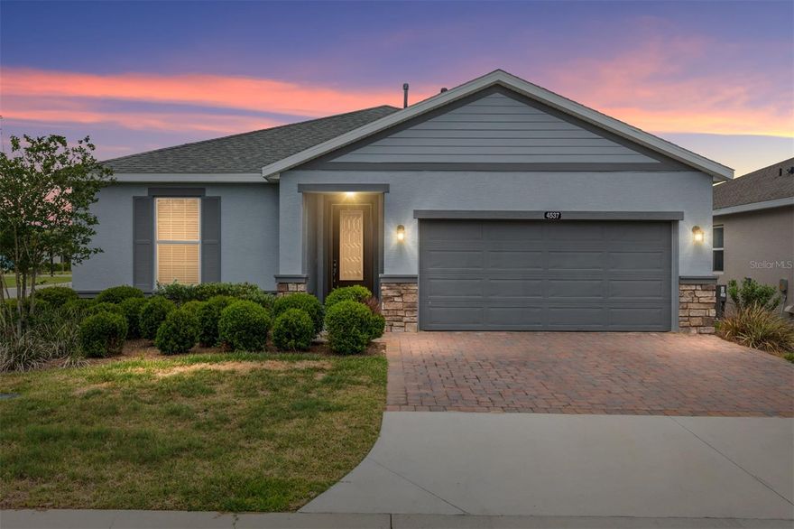 This meticulously maintained Connect model home, crafted by Shea Homes is truly ONE OF A KIND! Located in the highly sought-after gated community of Ocala Preserve, just minutes from the renowned World Equestrian Center! This beautiful home offers modern, single-level living with 1,862 sq ft, 3 bedrooms, 2 bathrooms, and a versatile den/office flex space. Designed with an open concept for today’s lifestyle. Upon entering you will be greeted by upgraded porcelain tile flooring and a spit floor plan that flows effortlessly into an expansive open-concept great room. The perfect blend of luxury and comfort, in a light and airy atmosphere. At the heart of the home is a stunning chef's kitchen, featuring an oversized kitchen island, glistening granite countertops, custom solid wood cabinetry, stainless steel appliances, and a state-of-the-art gas stove. The Primary Suite is a true sanctuary, offering an expansive ensuite bathroom with dual vanities, a beautifully tiled stand-up shower with a sleek glass door, and an oversized walk-in closet. The other bedrooms are also great in size with ample closet and storage space, including the flex room/office. Additional highlights include a laundry room with utility sink, upgraded lighting, and thoughtful finishes throughout. Step outside to enjoy professionally hardscaped front and backyards, with landscaped plantings framed by stone edging, and a large lanai ideal for entertaining or relaxing. Situated on a premium corner lot, making this one of the most desireable. From its luxurious upgrades to its attention to detail, this home is a rare find that perfectly blends sophistication and comfort. The HOA fee covers lawn and landscape maintenance, high-speed fiber optics internet, and membership access to all community amenities. These include indoor and outdoor fitness areas, group fitness classes, 21 miles to dedicated walking and biking trails, bocce, tennis, pickleball, a fishing dock, kayaks, canoes, and a paddle board. Not to mention the stunning Resort Style pools, clubhouse, the 18-hole Tom Lehman designed golf course, Salted Brick Restaurant and day spa. Schedule your private tour today!