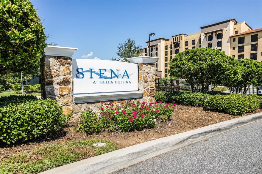 Lakefront living with a lock and go lifestyle of luxury and convenience in highly sought after Siena at Bella Collina.  This immaculate, move in ready condo overlooks Lake Siena.  Enjoy spectacular sunrise views from your private screened balcony.  A perfect place for coffee in the morning or a view of rocket launches in the evening.  The open floor plan allows views of the lake from the living room, dining room, kitchen and primary bedroom.  The spacious kitchen has a large center island, all new appliances and a breakfast bar overlooking the dining room and adjoining living room. The primary bedroom overlooks the lake with large walk in closet and luxurious primary bathroom with dual sinks, soaking tub and separate shower with seamless shower enclosure.  The secondary bedroom is spacious with private ensuite. Resort style amenities that overlook the lake include a heated pool, covered poolside seating, BBQ area and fire pit.  There is also a 24 hour fitness center and conference room availability for your use.  Access to the Spa at the Club at Bella Collina, 2 restaurants, culinary events and social activies are all included along with wifi, cable and water for a complete care free and luxury experience.  Secured and gated with 2 assigned parking spaces ensure you always have a place to park along with ample additional parking for guests.  There are 2 elevators in the building and the unit is located on the third floor which connects to the second condo tower that houses the hotel floors available for any overflow guest. HVAC, stove, microwave and refrigerator are all new in 2024.  Conveniently located with quick access to the Turnpike, 429, 408.   Just over a mile from Montverde Academy,  The attractions are just minutes away as well as the downtowns of Orlando, Winter Garden and Clermont providing plenty of shopping and dining options. Come make this your own and start living the Bella Collina lifestyle.