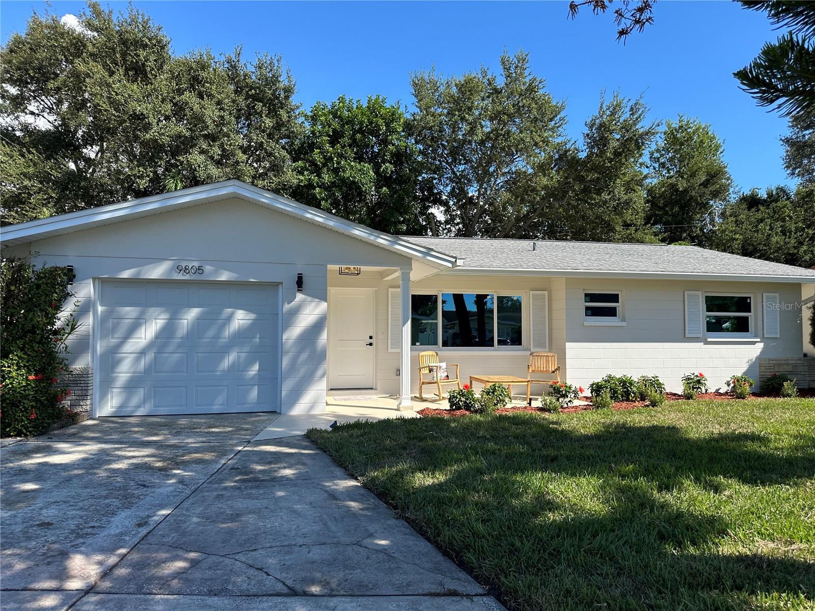 Completely renovated two-bedroom, two-bath home in well-located Seminole!
Step inside to an inviting open floor plan featuring new laminate flooring throughout the main living areas and a spacious family/entertainment room filled with natural light. The brand-new kitchen showcases white shaker soft close cabinets, quartz countertops with waterfall, and all-new appliances, including a stackable washer/dryer inside the house and farm sink with garbage disposal. Both bathrooms are beautifully updated with new tile and modern fixtures. Low-E Impact-rated windows and doors, new fascia, soffit, and seamless gutters provide lasting quality and peace of mind. All interior doors and trim have been updated. Fresh new sod with well water pump.
Enjoy a fully fenced backyard and a convenient shed for additional storage or hobbies — a private outdoor retreat ready to enjoy. The house features oversized one car garage. Every light fixture and ceiling fan has been replaced, and the entire home is freshly painted inside and out.
Located in the sought-after 33772 area of Seminole, this move-in-ready residence combines thoughtful design, quality upgrades, and exceptional curb appeal.