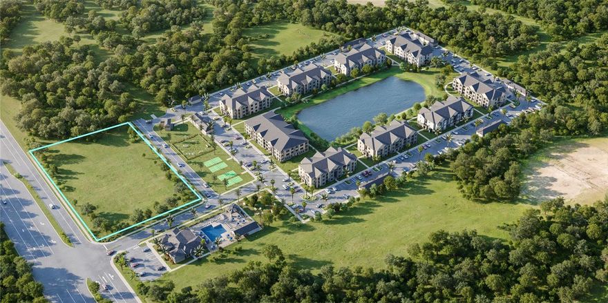 This premier 2.62-acre commercial outparcel is available in Fruitland Park, ideally situated on the southeastern edge of The Villages and just one hour from Orlando. Located in a rapidly growing corridor, the site enjoys exceptional visibility directly in front of the nearly completed 222-unit Evolve Grove Park Apartments, creating strong built-in foot traffic and long-term demand. The property offers broad development flexibility with permitted uses including retail, dining, medical, office, hospitality, fitness, and daycare. It will be delivered pad-ready, with water and sewer connections provided by the adjacent apartment developer. A stormwater easement allows access to the neighboring multifamily pond, ensuring streamlined site development. Just west of the property, Colony Plaza features a robust mix of national retailers and quick-service restaurants such as Publix, Walgreens, Walmart Neighborhood Market, McDonald’s, and PDQ. A new AdventHealth freestanding ER is also under construction nearby, further elevating the area’s commercial strength and consumer draw. The site offers excellent access via full-motion entry from County Road 466A, a shared drive with the apartment community, and a secondary easement connecting to the future ER. Located within the city limits of Fruitland Park and zoned as part of a Planned Unit Development (PUD), the property is only minutes from key regional connectors including Micro Racetrack Road, US 27/441, and US 301. With The Villages just steps away, Wildwood 10 minutes west, and Leesburg 20 minutes east, this outparcel presents a rare opportunity to establish your presence in one of Central Florida’s most vibrant and expanding markets.