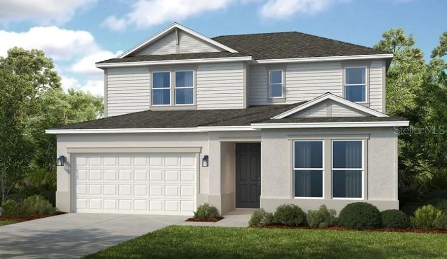 Under Construction. What's Special: Large Game Room | Close to Amenities | Close to Trails. New Construction - September Completion! Built by America's Most Trusted Home Builder. Welcome to the Montauk at 7805 Centaurus Way in Cassia at Skye Ranch! This charming new home welcomes you with an open main level where the great room, dining area, and kitchen flow together for easy everyday living. The kitchen stands out with quartz countertops, pendant lights, and an island featuring an apron front kitchen sink, all opening to the covered lanai for a seamless indoor-outdoor experience. The primary suite is tucked on the main level and offers a relaxing retreat with a spa-inspired bath and a generous walk-in closet. A dedicated study, powder room, and a conveniently placed laundry room near the garage entry add thoughtful functionality throughout, while whole house impact windows provide added comfort and peace of mind. Upstairs, you will find a spacious game room, two secondary bedrooms that share a full bath, and an additional secondary bedroom with its own en-suite bath. Located just a few miles from I-95, Astor Creek is convenient to the beautiful beaches of the Treasure Coast, abundant shopping and dining options, and unique cultural and entertainment venues. Astor Creek Golf & Country Club includes an 18-hole championship golf course. Additional Highlights Include: Gourmet kitchen, study in place of flex, 8' interior doors, deluxe primary bath w/ shower and garden tub, tray ceiling pkg, impact windows, and upgraded flooring. Photos are for representative purposes only. MLS#A4690377
