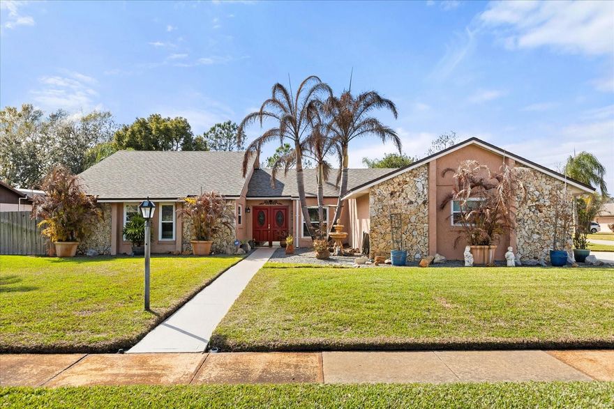 Major system updates ALREADY completed for peace of mind: ROOF (2022), WINDOWS REPLACED (2023), TWO A/C Units (2024), WATER HEATER (2025), and a FULL RE-PLUMB PVC & PEX. Located on an OVERSIZED CORNER lot with NO HOA, this well-maintained home sits in the established Rio Pinar community known for its tree-lined streets and wide roads. The home is a short distance from the Rio Pinar Golf Course & Country Club. Excellent location overall! Inside, you’ll find NO CARPET throughout, an open floor plan, spacious rooms, and an oversized primary suite. Tall ceilings accented with beautiful wooden beams add character, while an abundance of windows fills the home with natural light. Center stage is a wood burning fire place. This is a solid home with major improvements already handled, generous lot size, and a prime location — ready for its next owner.